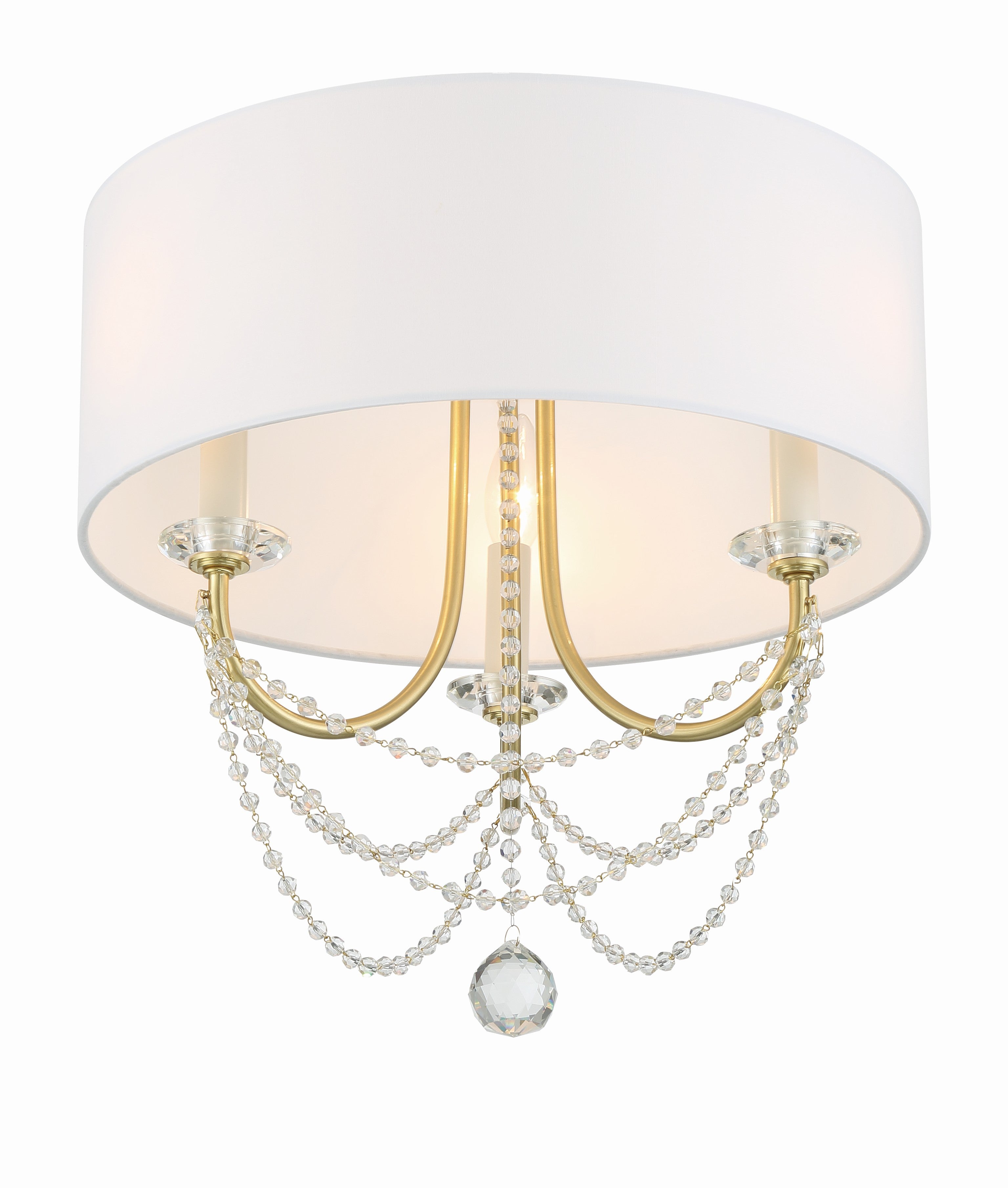 Crystorama Delilah DEL-90803-AG_CEILING – 15.75 Inch – 3 Light – Semi Flush Mount Light – Aged Brass – Damp Rated