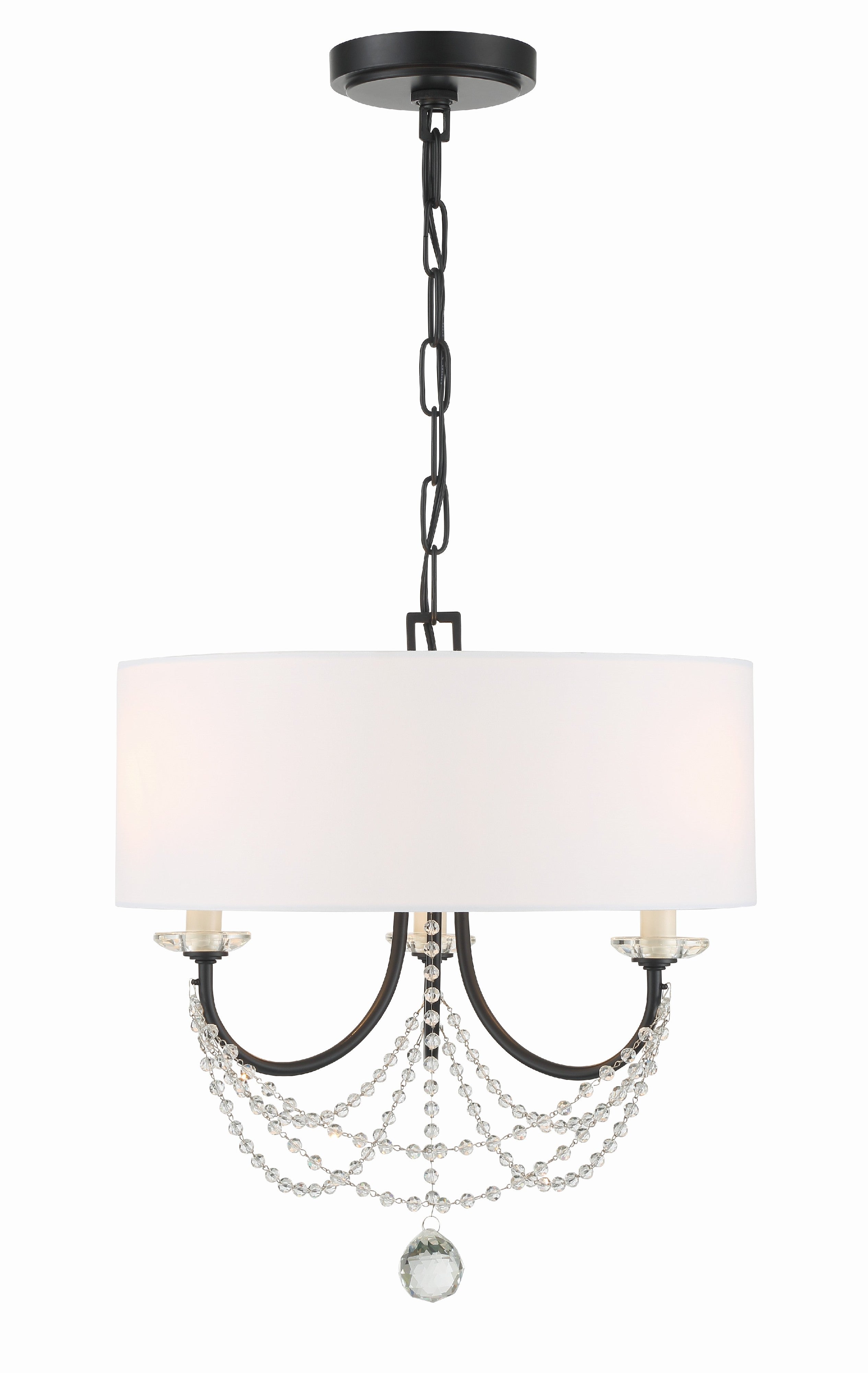 Crystorama Delilah DEL-90803-MK – 15.75 Inch – 3 Light – Chandelier – Matte Black – Damp Rated