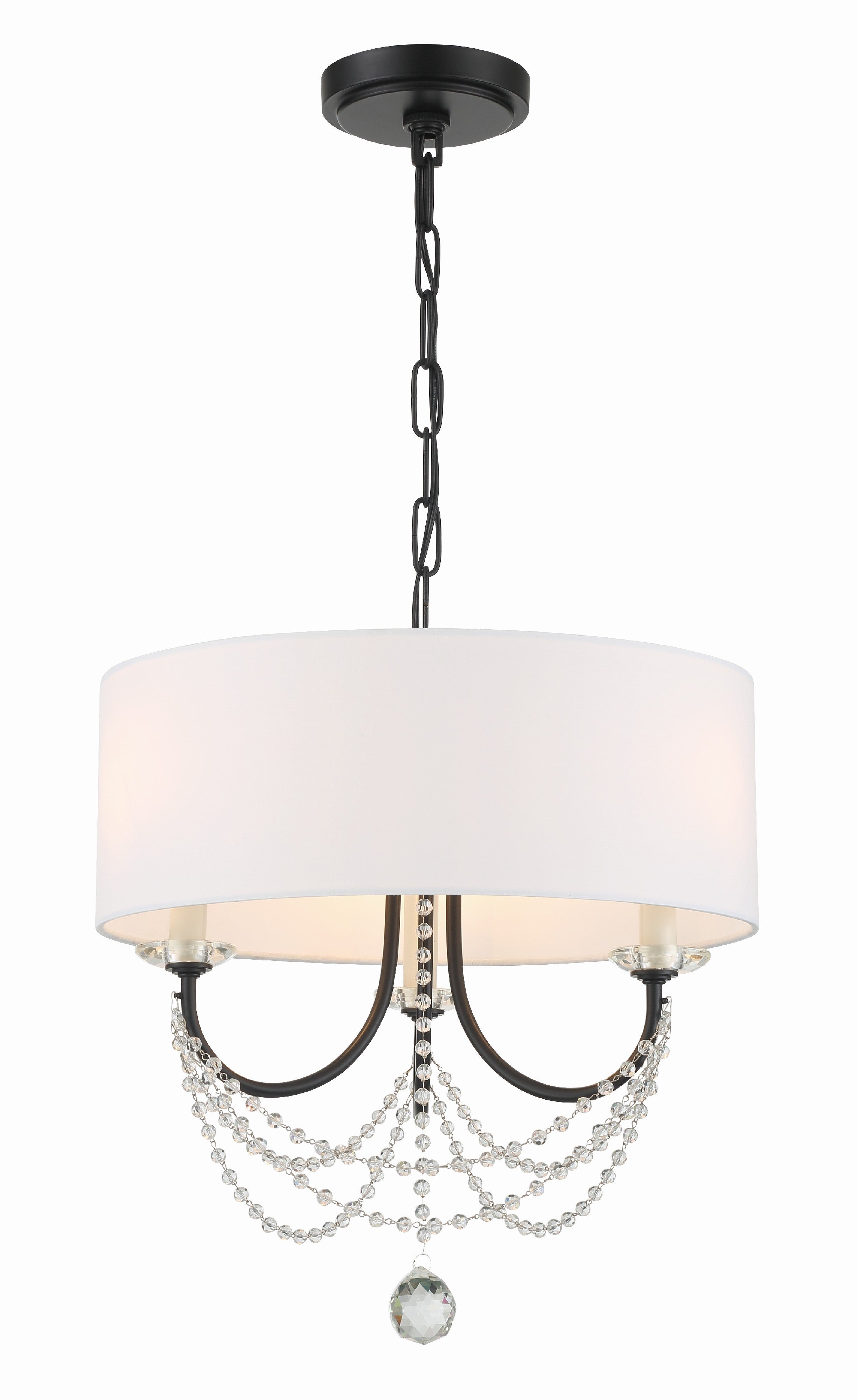 Crystorama Delilah DEL-90803-MK – 15.75 Inch – 3 Light – Chandelier – Matte Black – Damp Rated