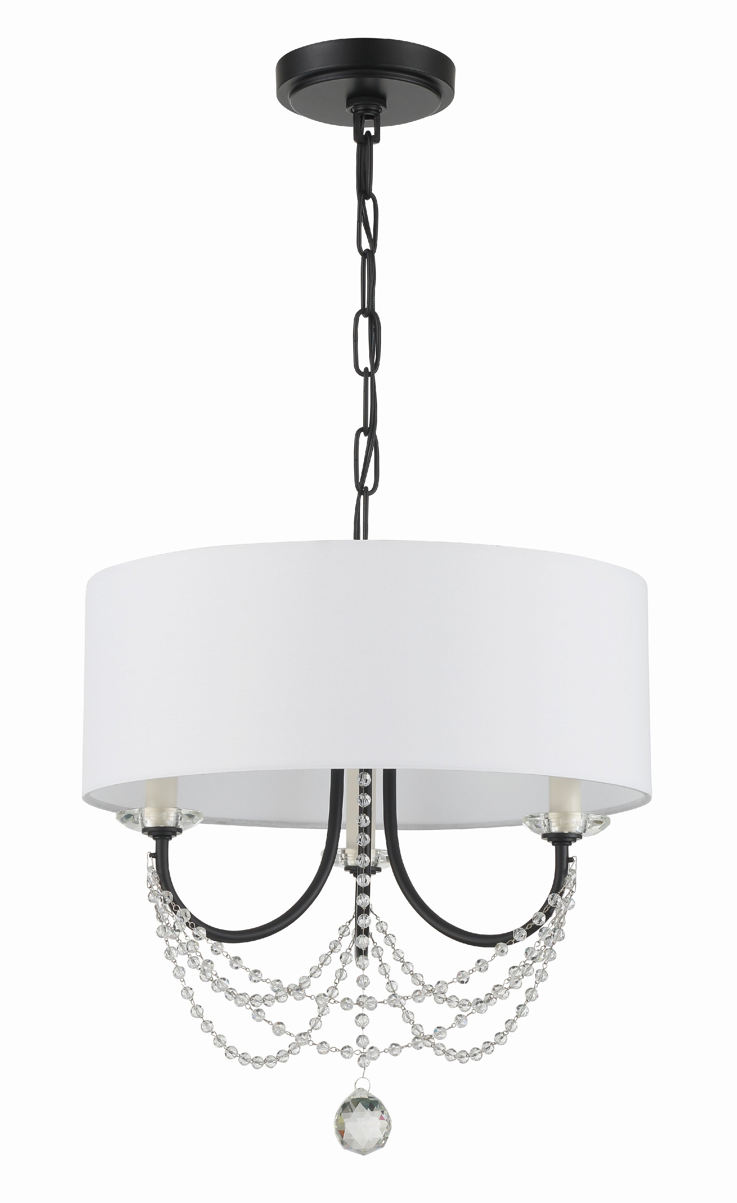 Crystorama Delilah DEL-90803-MK – 15.75 Inch – 3 Light – Chandelier – Matte Black – Damp Rated