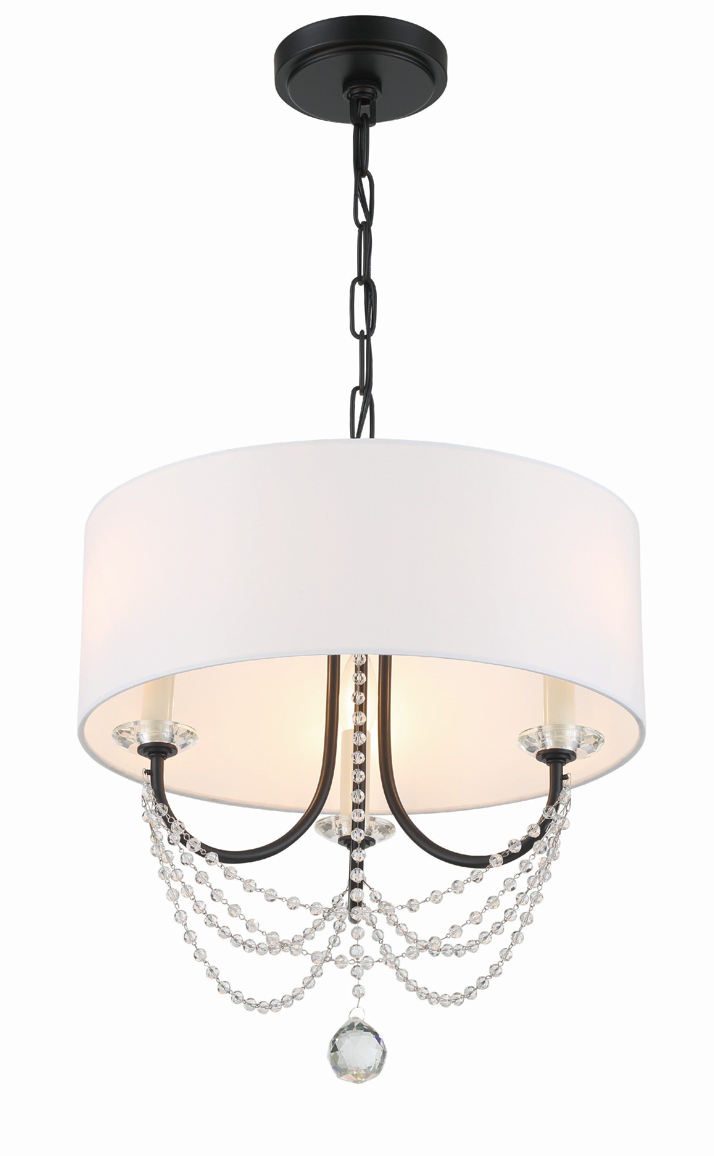 Crystorama Delilah DEL-90803-MK – 15.75 Inch – 3 Light – Chandelier – Matte Black – Damp Rated