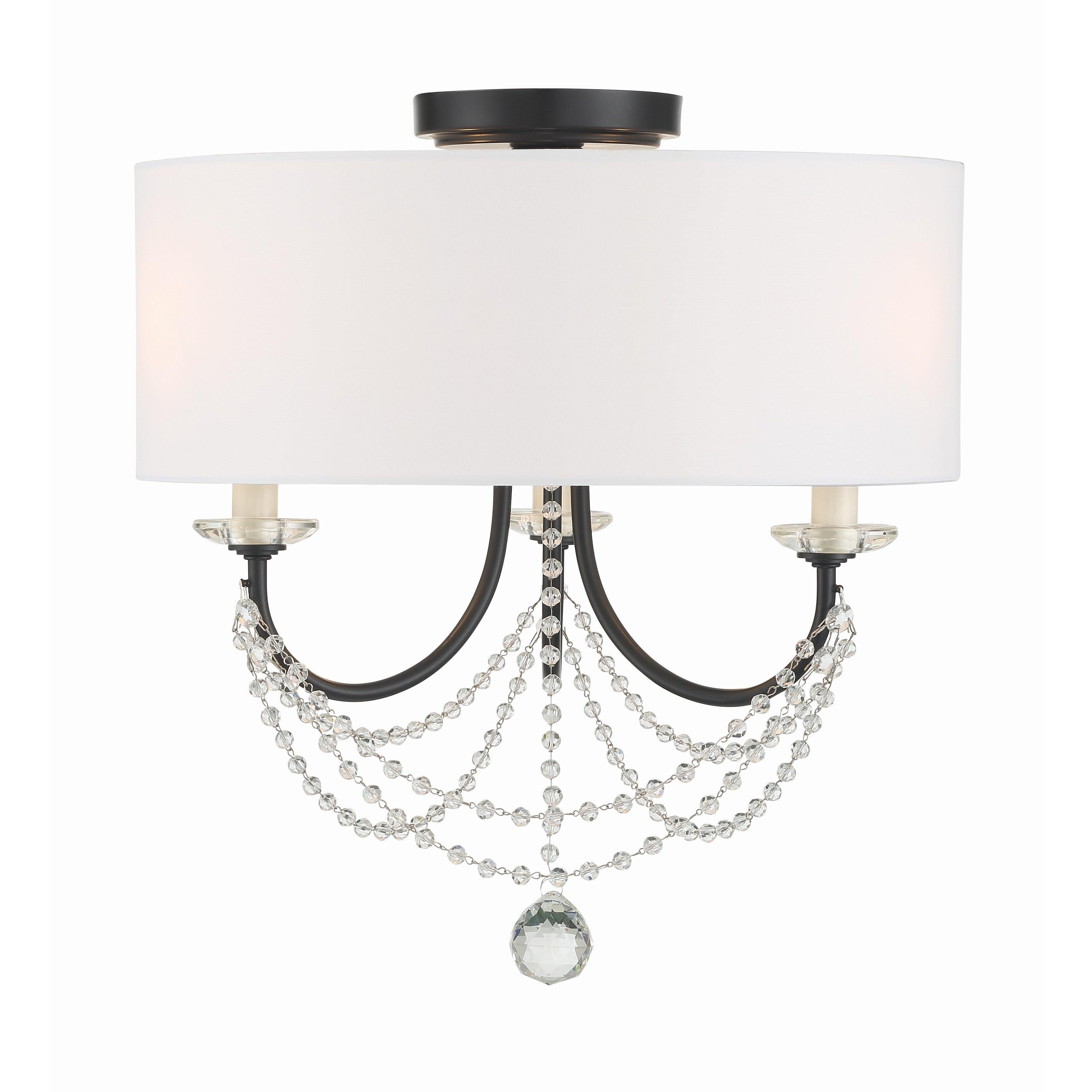 Crystorama Delilah DEL-90803-MK_CEILING – 15.75 Inch – 3 Light – Semi Flush Mount Light – Matte Black – Damp Rated