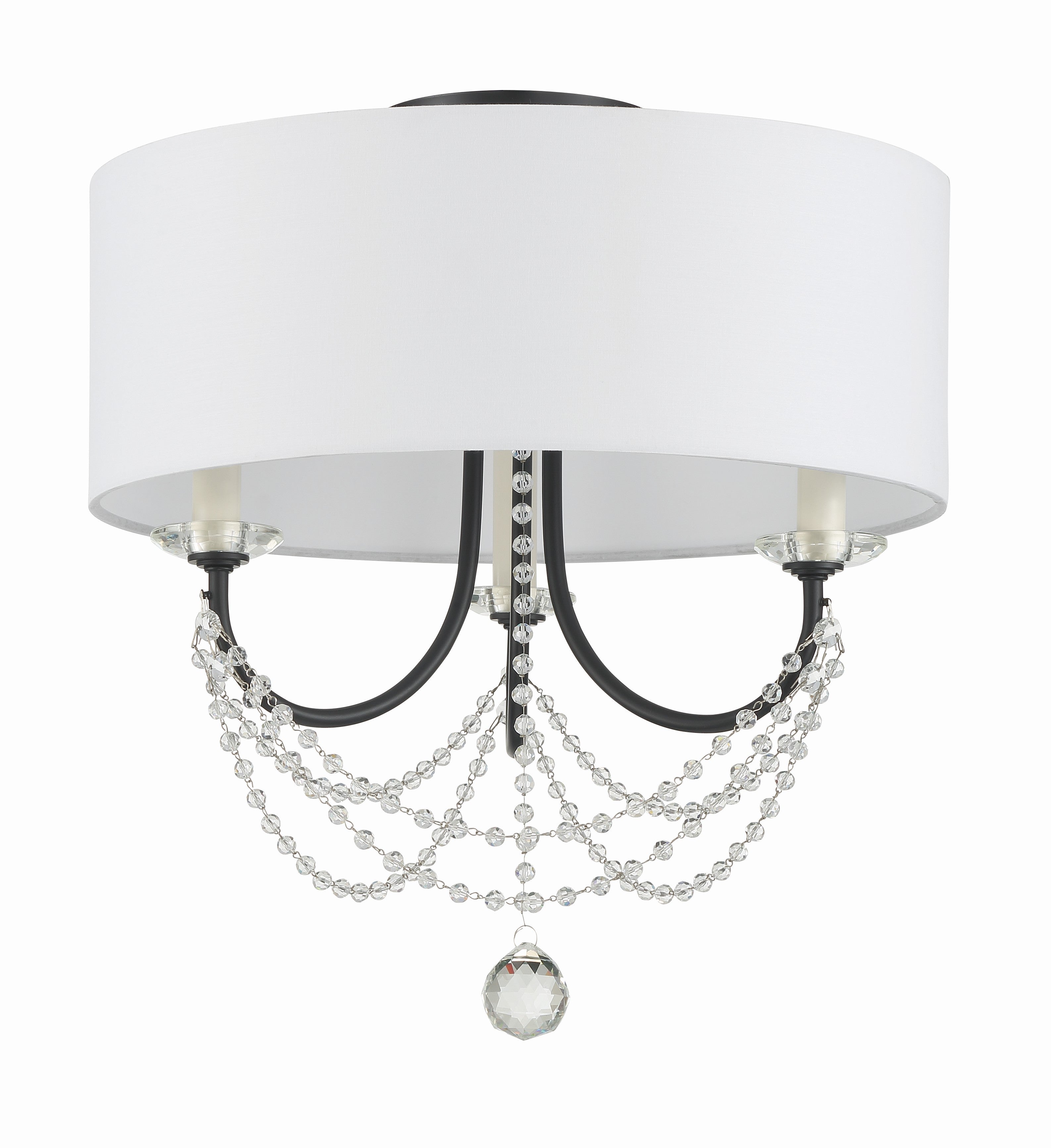 Crystorama Delilah DEL-90803-MK_CEILING – 15.75 Inch – 3 Light – Semi Flush Mount Light – Matte Black – Damp Rated