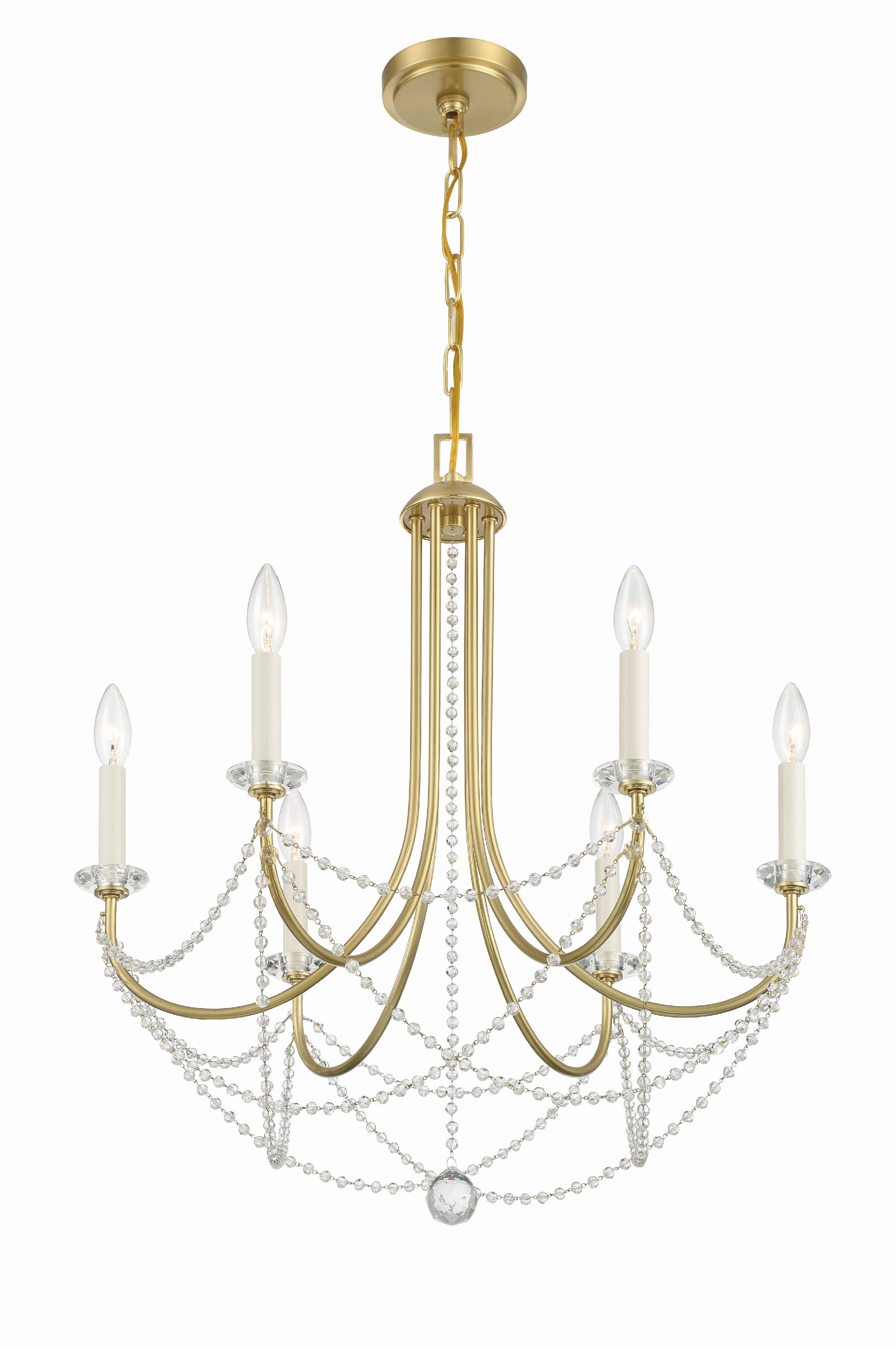 Crystorama Delilah DEL-90806-AG – 24 Inch – 6 Light – Chandelier – Aged Brass – Damp Rated