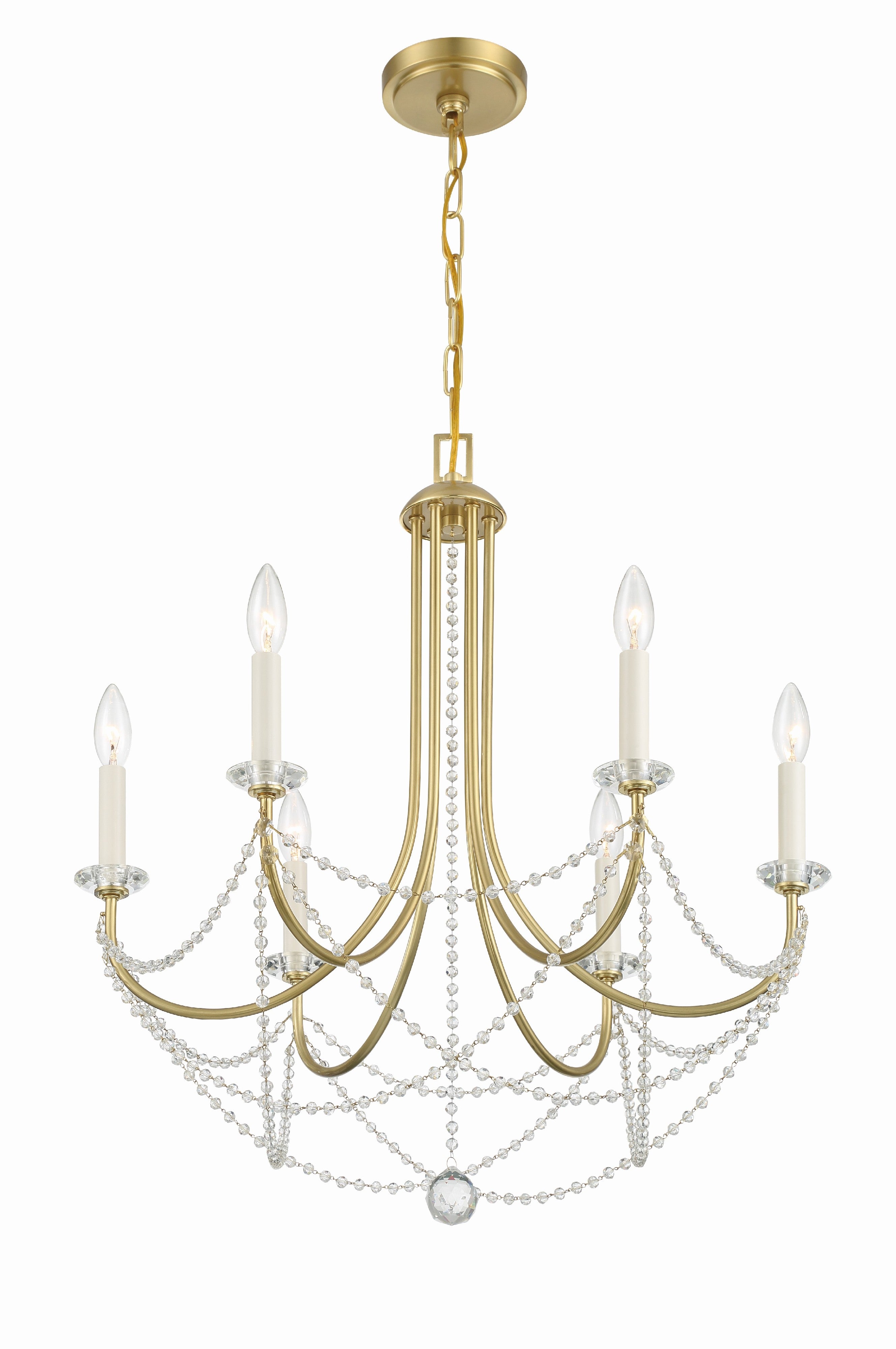 Crystorama Delilah DEL-90806-AG – 24 Inch – 6 Light – Chandelier – Aged Brass – Damp Rated