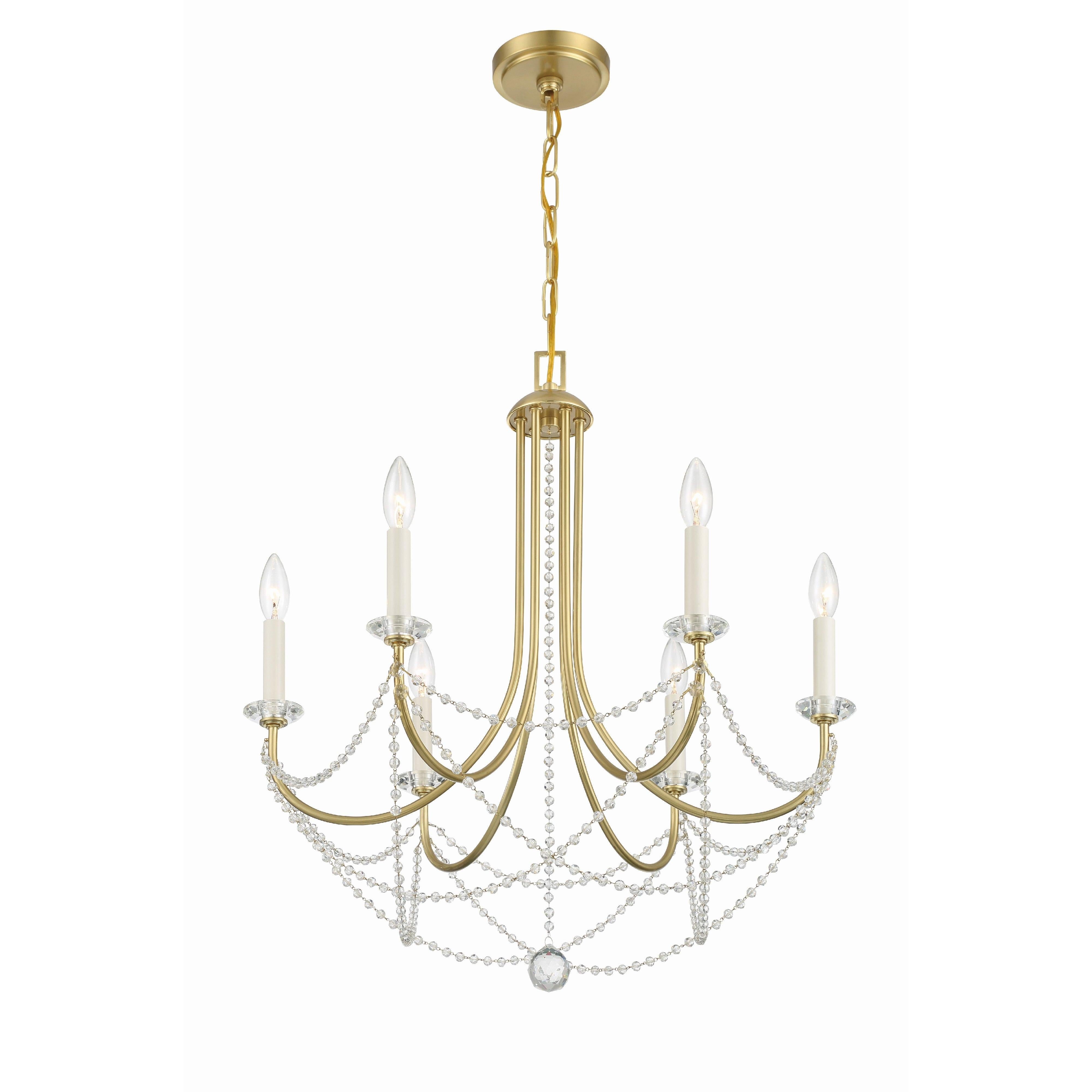 Crystorama Delilah DEL-90806-AG – 24 Inch – 6 Light – Chandelier – Aged Brass – Damp Rated