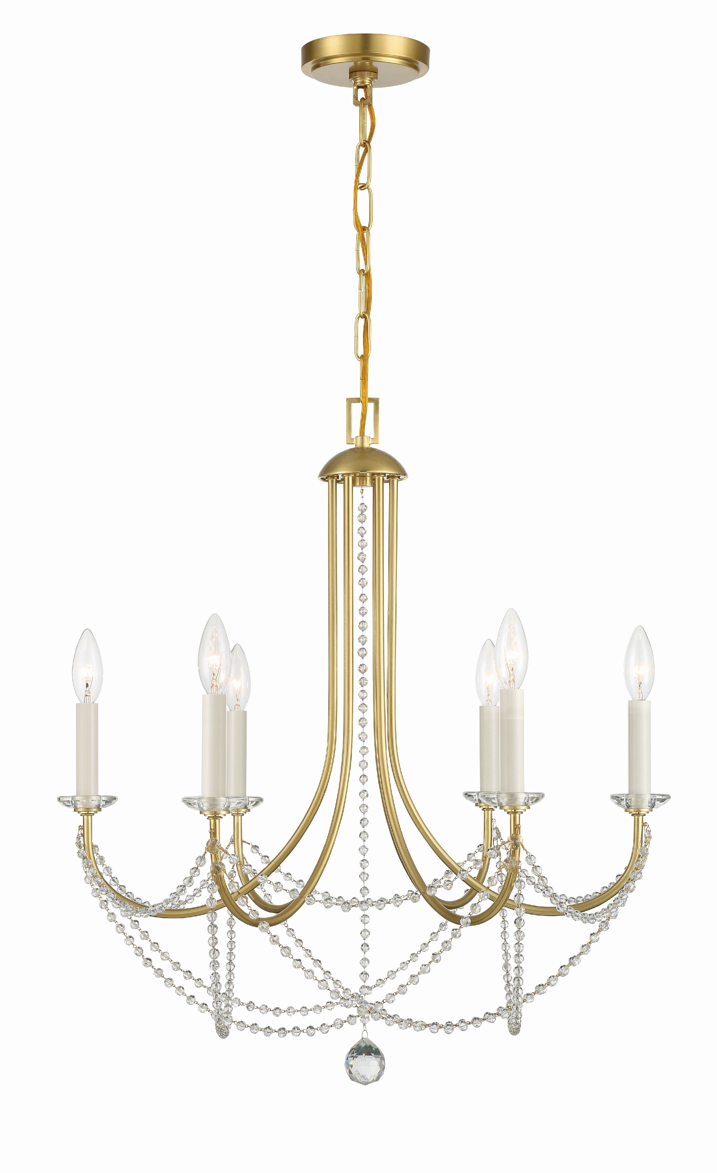 Crystorama Delilah DEL-90806-AG – 24 Inch – 6 Light – Chandelier – Aged Brass – Damp Rated