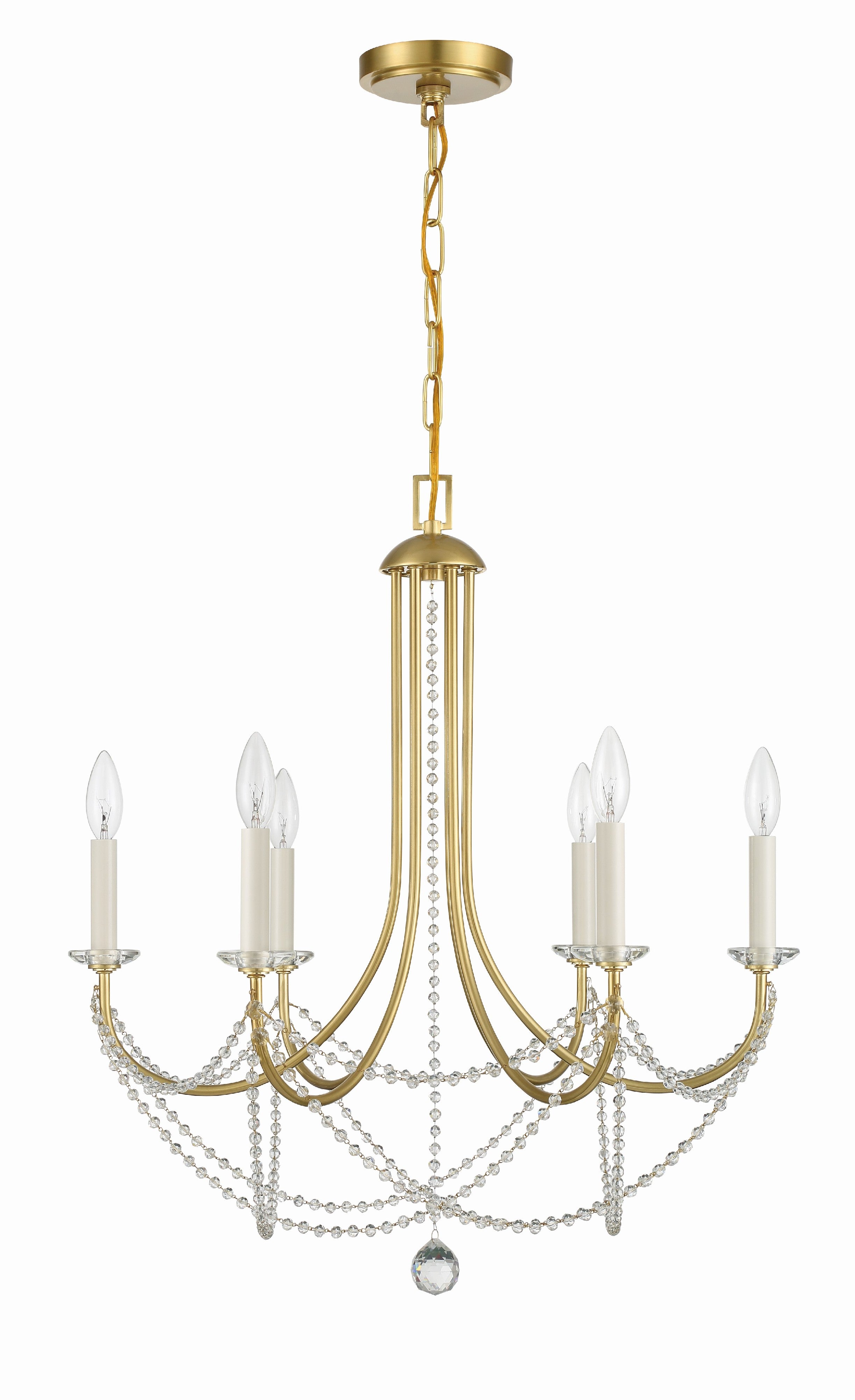 Crystorama Delilah DEL-90806-AG – 24 Inch – 6 Light – Chandelier – Aged Brass – Damp Rated