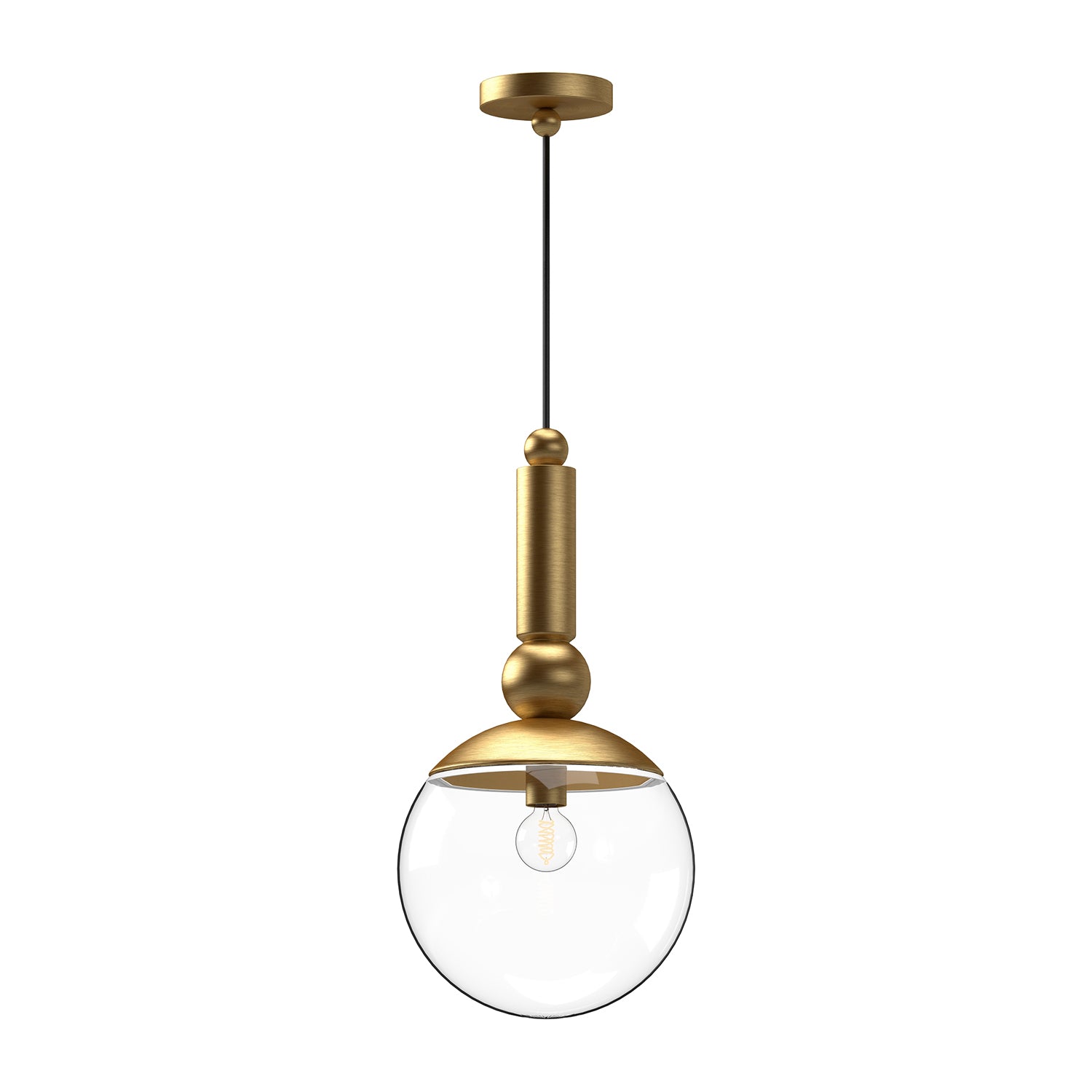 Delilah 10-in Brushed Gold/Clear Glass 1 Light Pendant