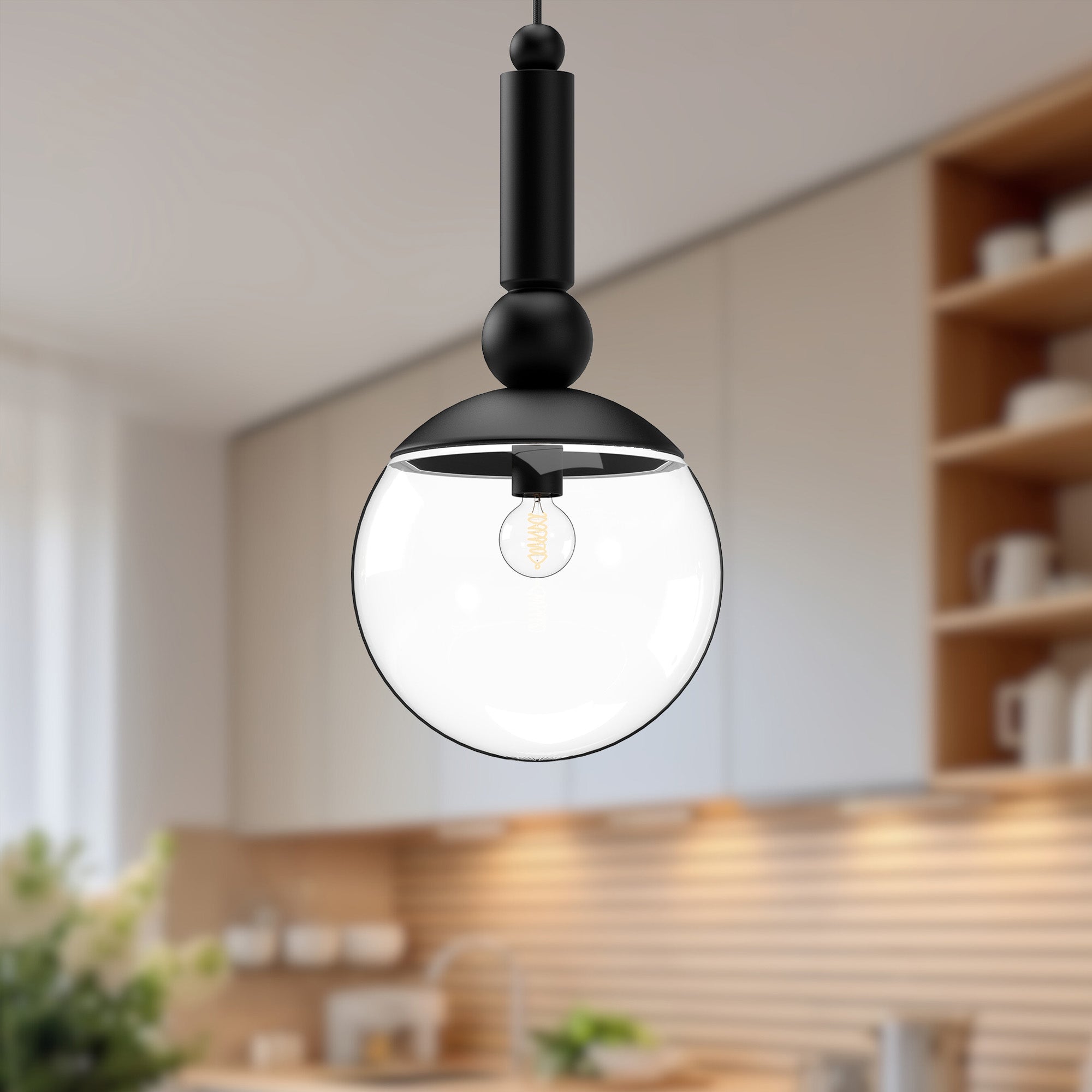 Delilah 10-in Clear Glass/Matte Black 1 Light Pendant