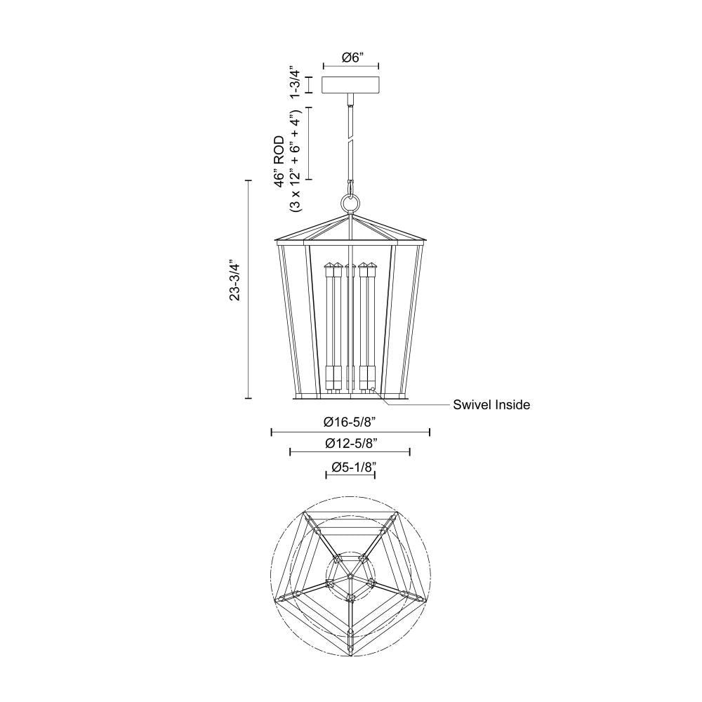 Alora Lighting DELPHINE PD317122NB Foyer Traditional - Natural Brass