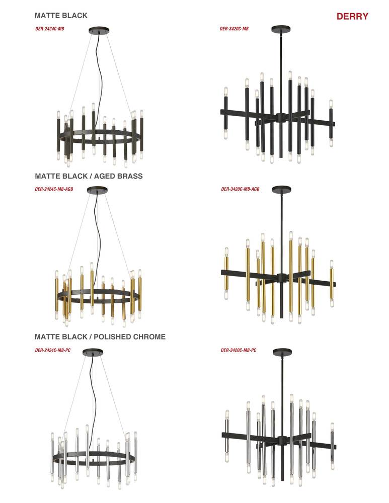 Dainolite DERRY DER-2424C-MB-AGB Chandelier Transitional - Matte Black