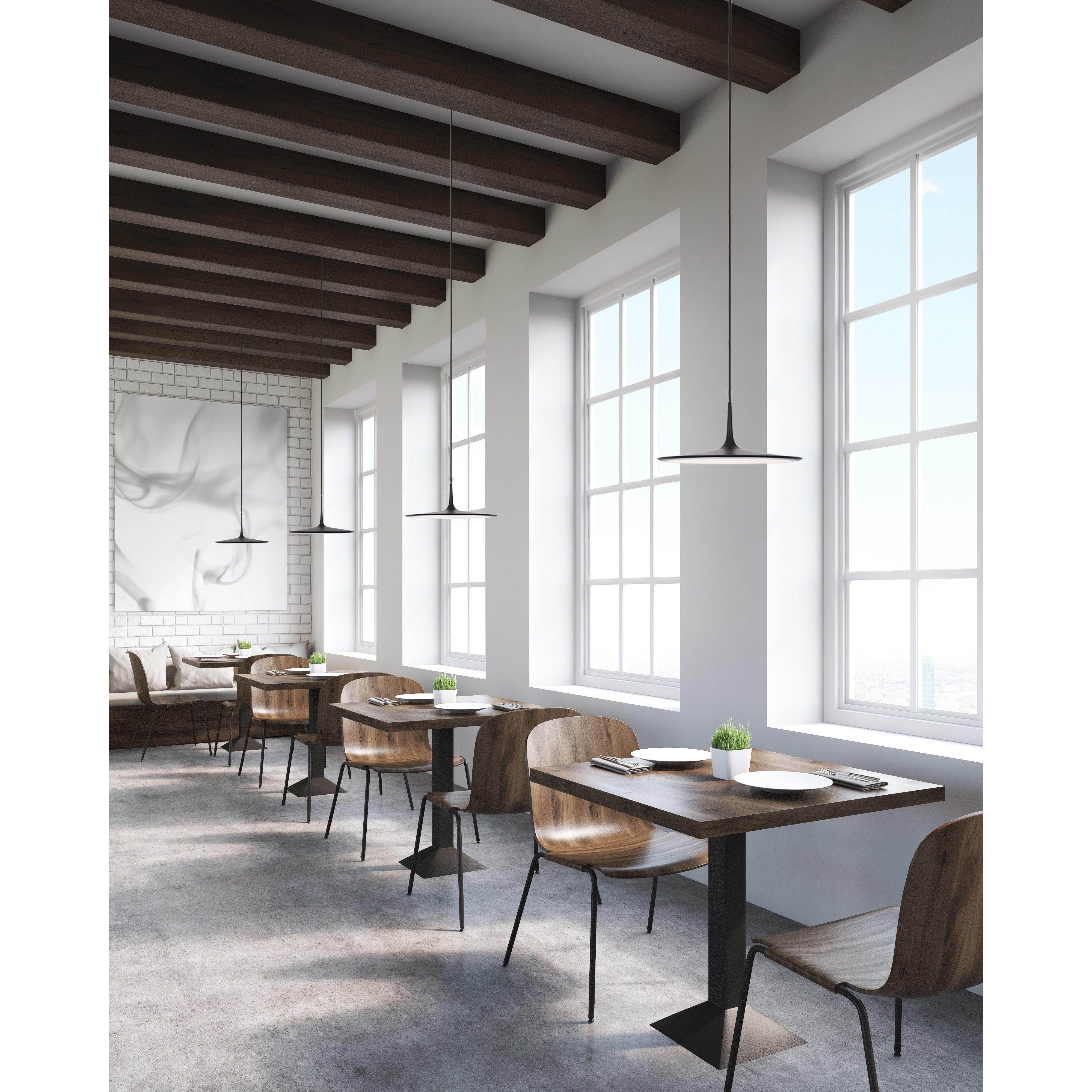 Disc 16-in Black LED Pendant