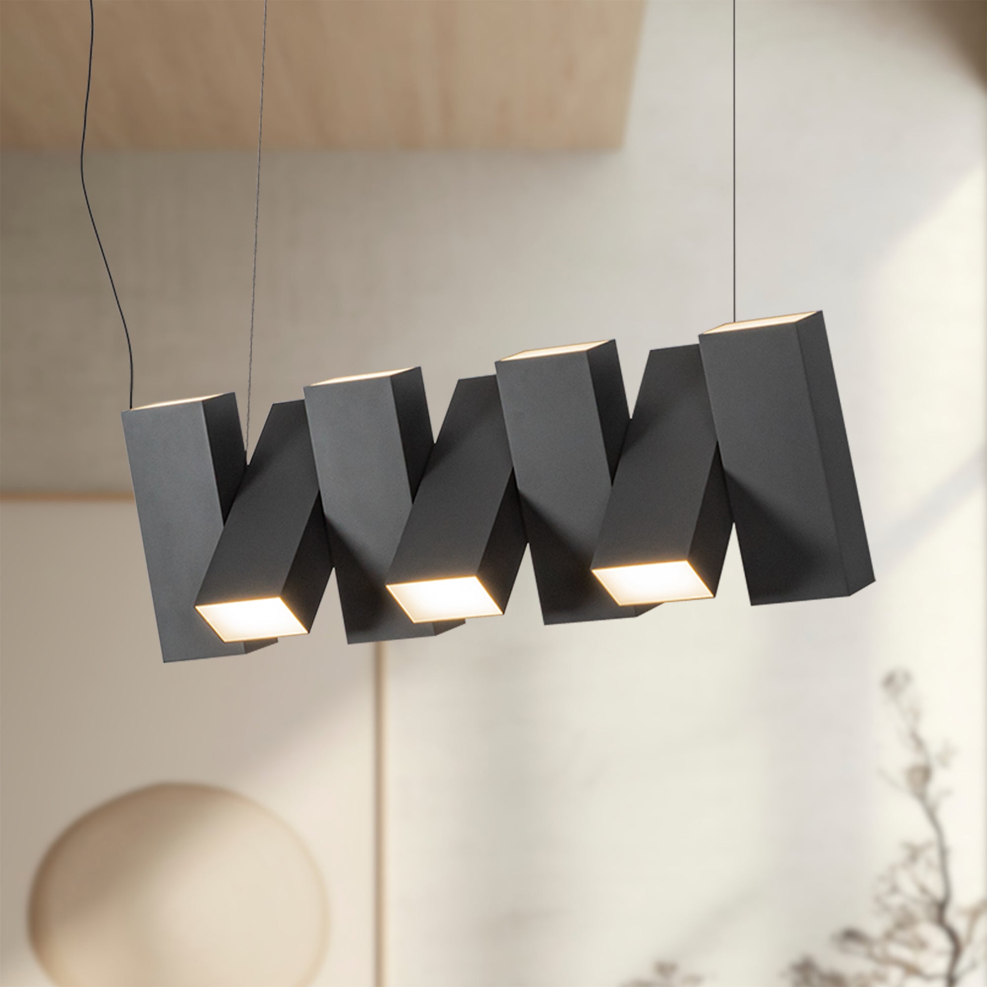 Domino 35-in Black LED Linear Pendant