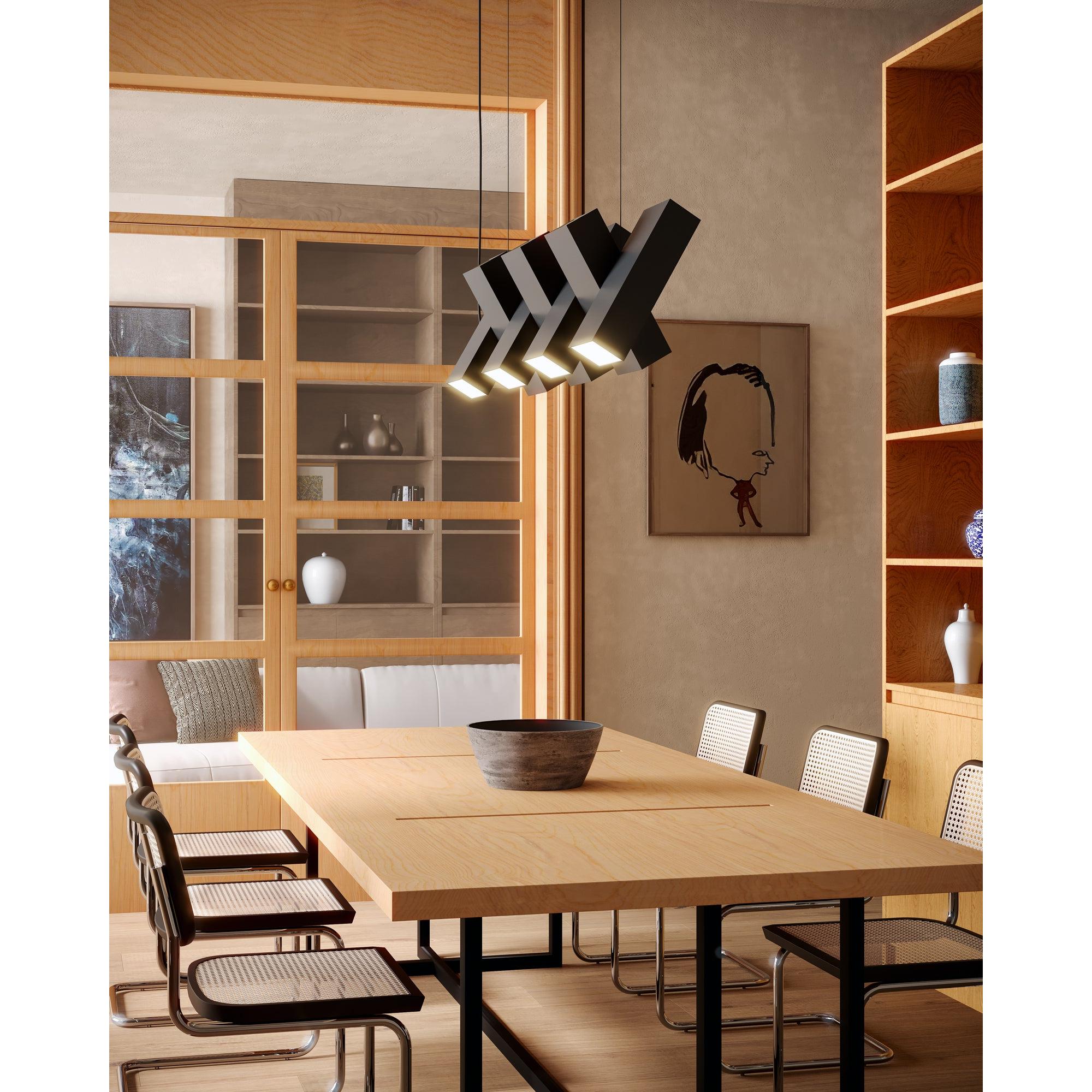 Domino 35-in Black LED Linear Pendant