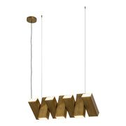Domino 35-in Vintage Brass LED Linear Pendant