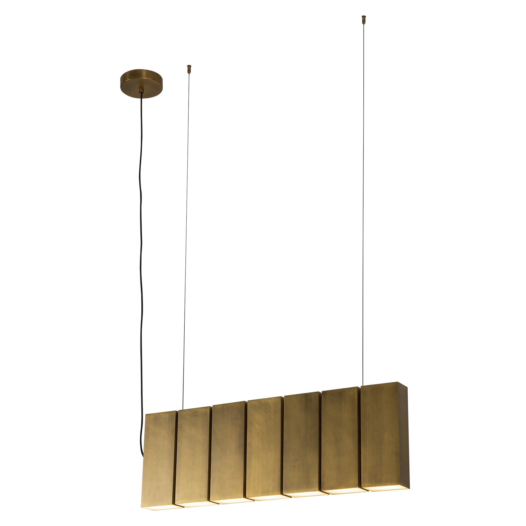 Domino 35-in Vintage Brass LED Linear Pendant