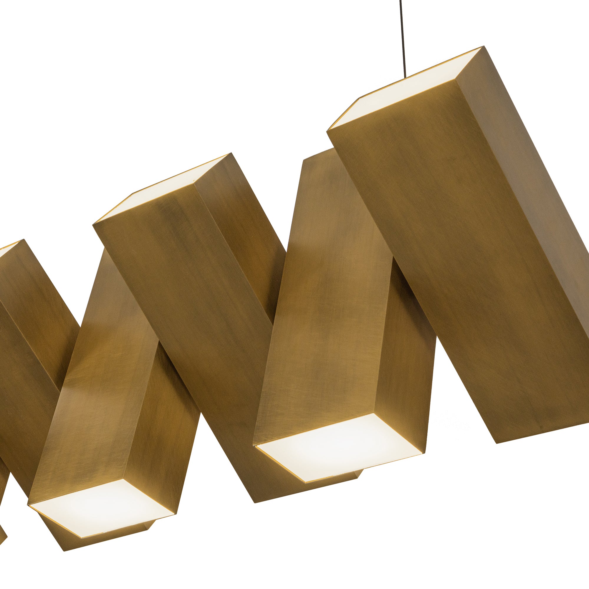 Domino 35-in Vintage Brass LED Linear Pendant