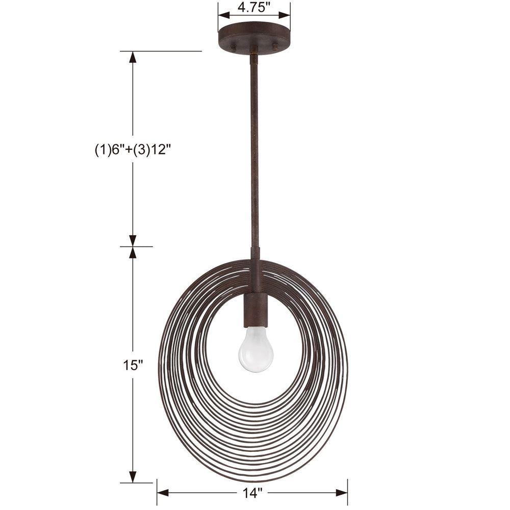 Crystorama DOR-B7701-FB Doral 1 Light Mini Pendant, UL Damp Rated, Forged Bronze