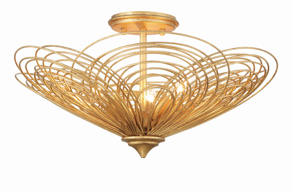 Crystorama DOR-B7703-RG Doral 3 Light Semi Flush Mount, UL Damp Rated, Renaissance Gold