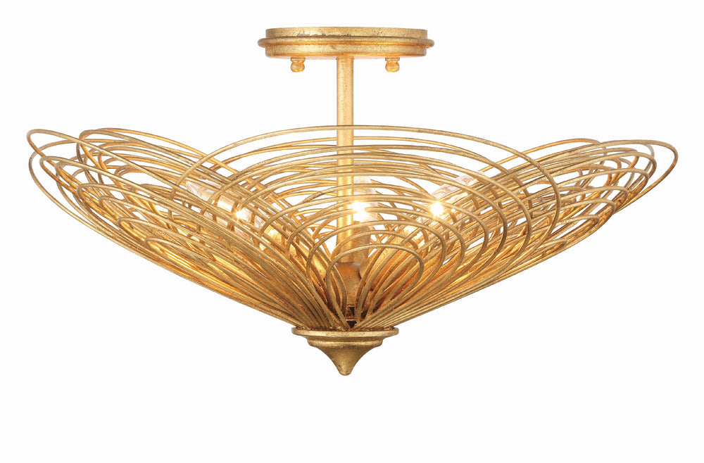 Crystorama DOR-B7703-RG Doral 3 Light Semi Flush Mount, UL Damp Rated, Renaissance Gold