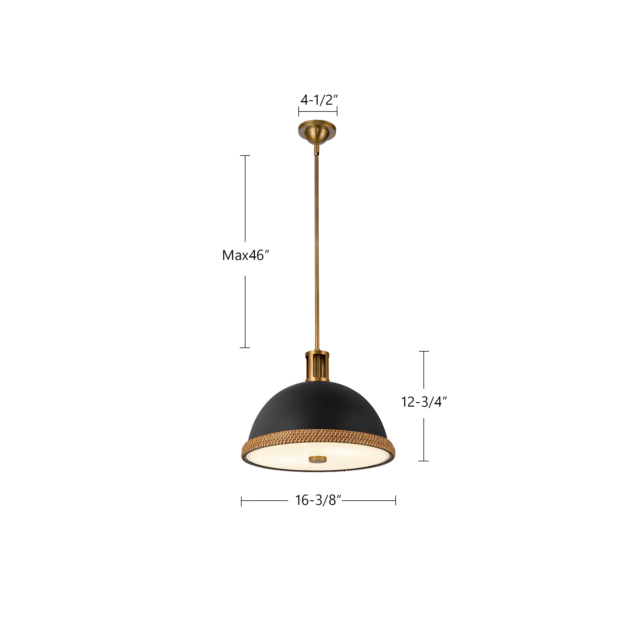 Doral 16-in Matte White/Vintage Brass 2 Lights Pendant