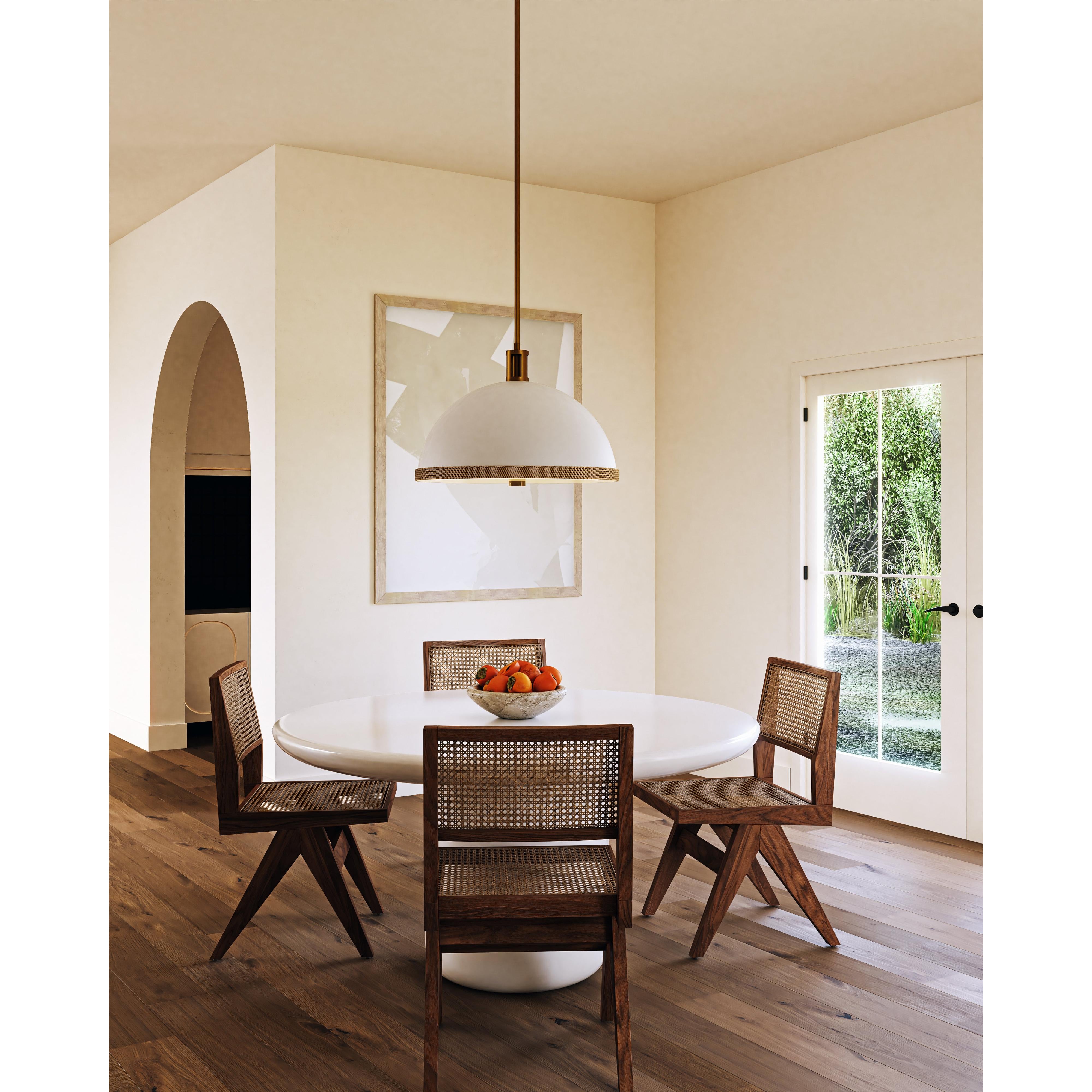Doral 24-in Matte White/Vintage Brass 3 Lights Pendant