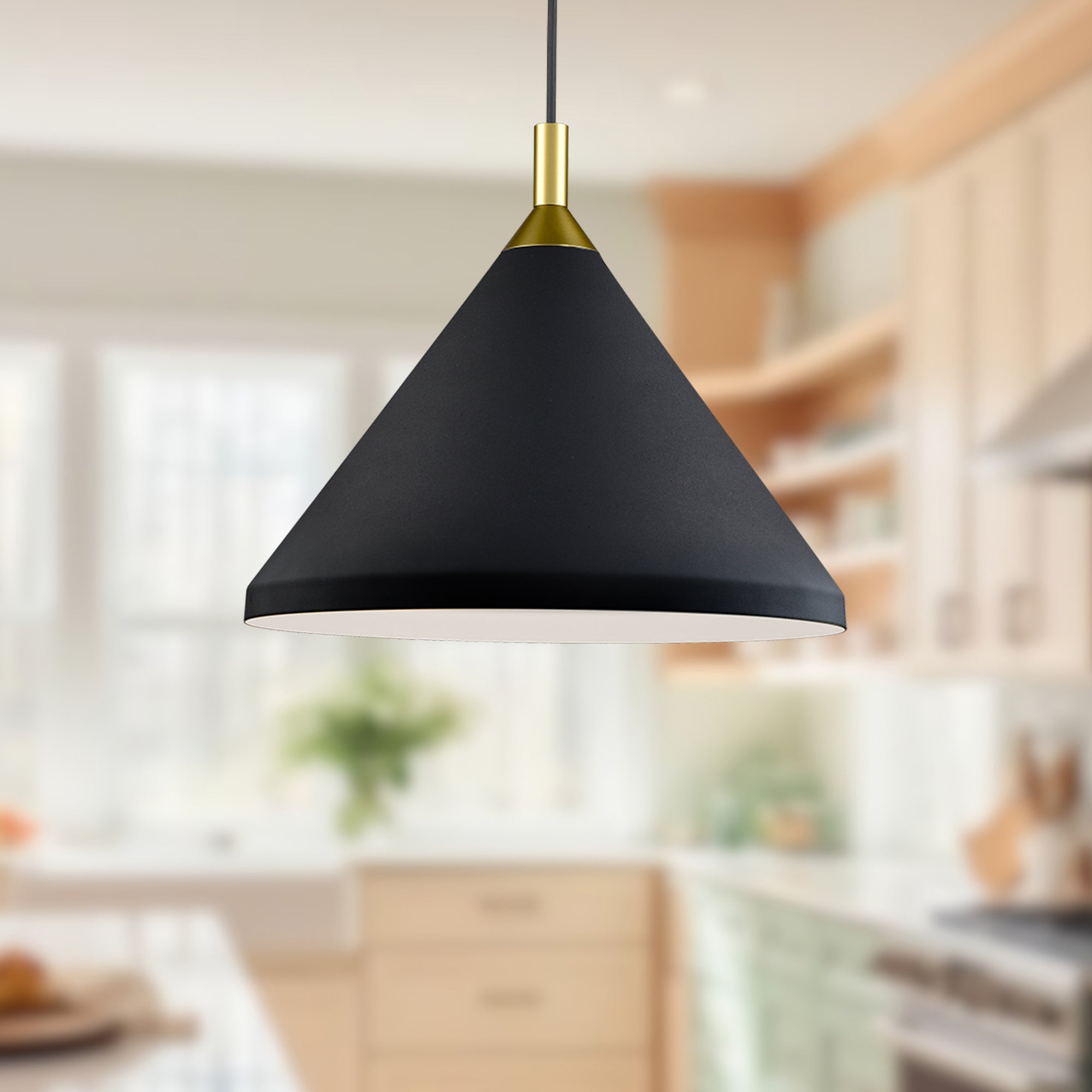Dorothy 14-in Black With Gold Detail 1 Light Pendant