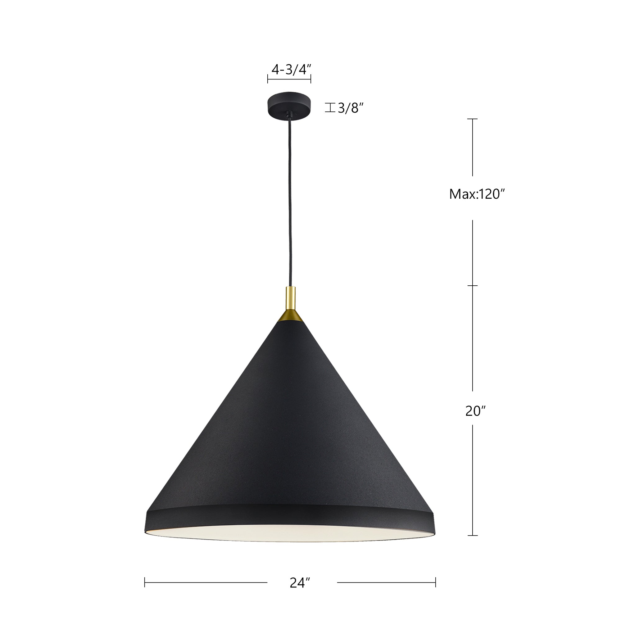 Dorothy 24-in Brushed Nickel With Black Detail 1 Light Pendant