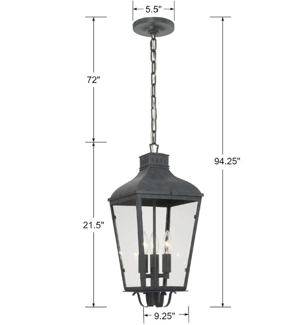 Crystorama DUM-9805-GE Outdoor Pendant Light Fixture, UL Damp Rated, Graphite