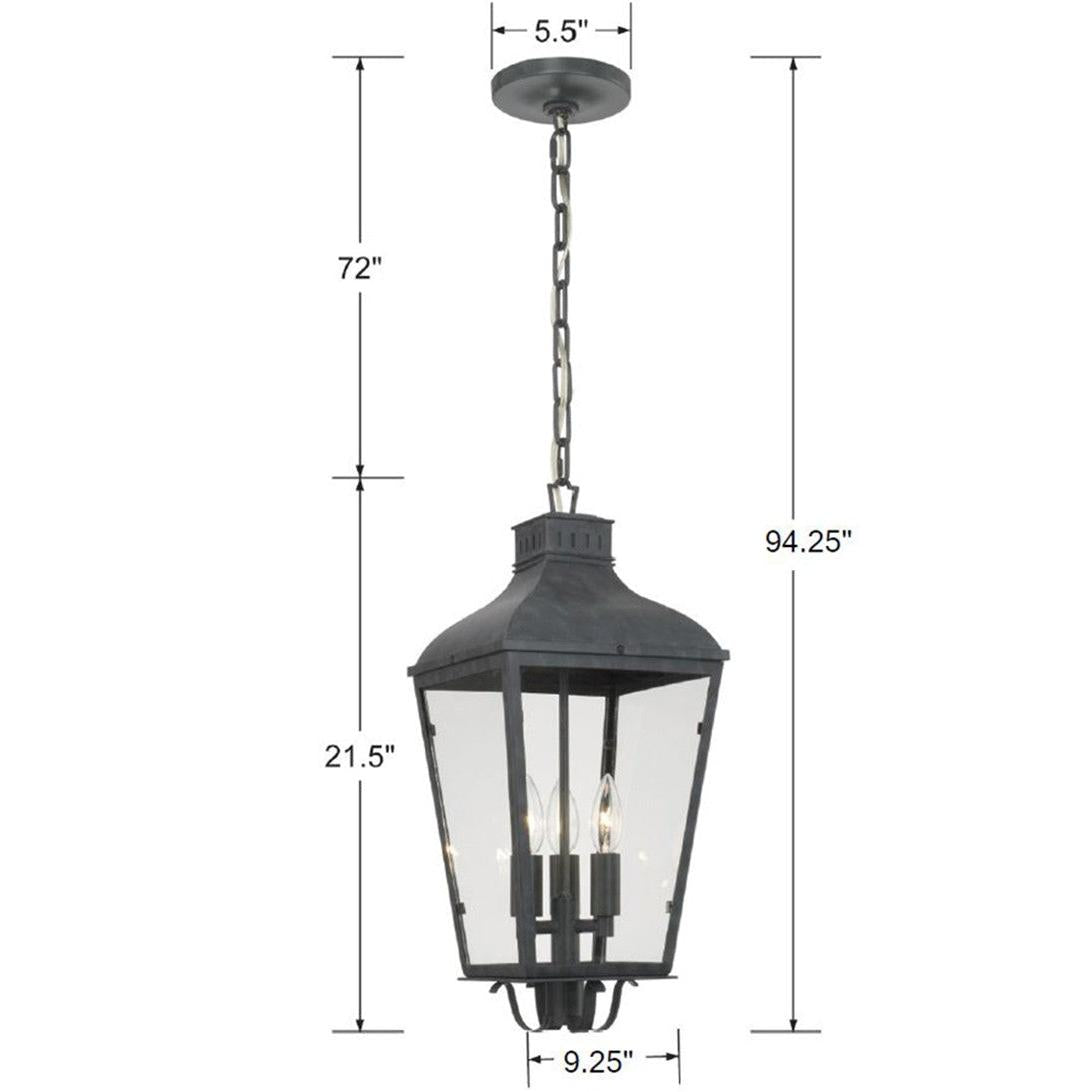 Crystorama Dumont DUM-9805-GE – 9.25 Inch – 3 Light – Outdoor – Graphite – Wet Rated