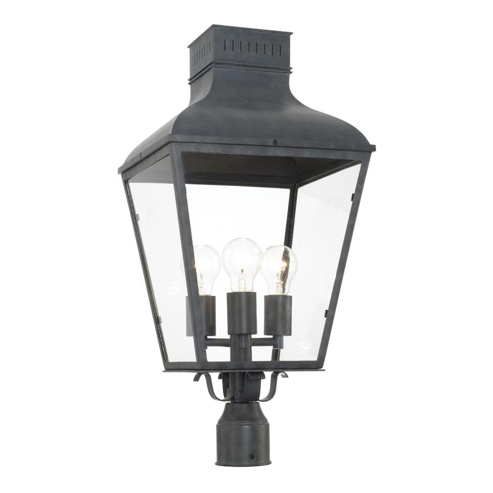 Crystorama Dumont DUM-9808-GE 3 Light Outdoor Post, Graphite