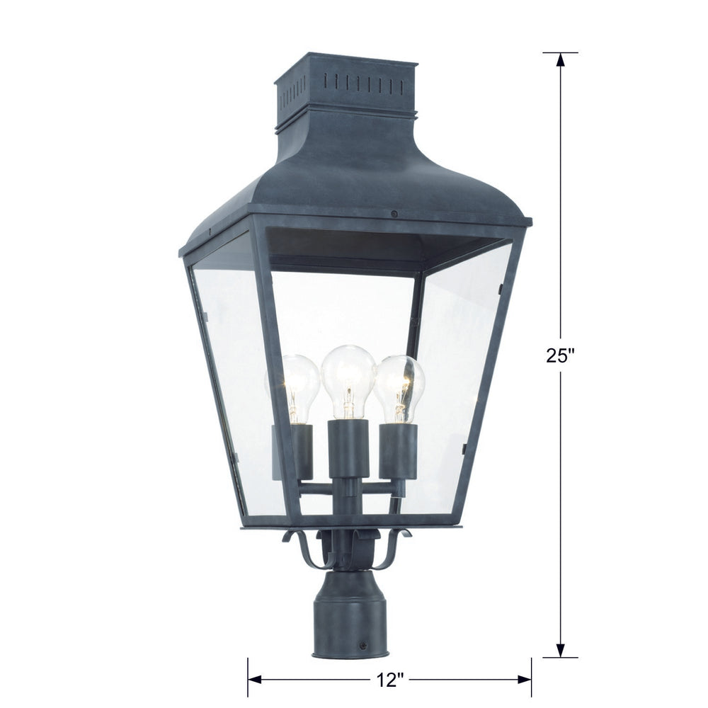 Crystorama Dumont DUM-9808-GE 3 Light Outdoor Post, Graphite
