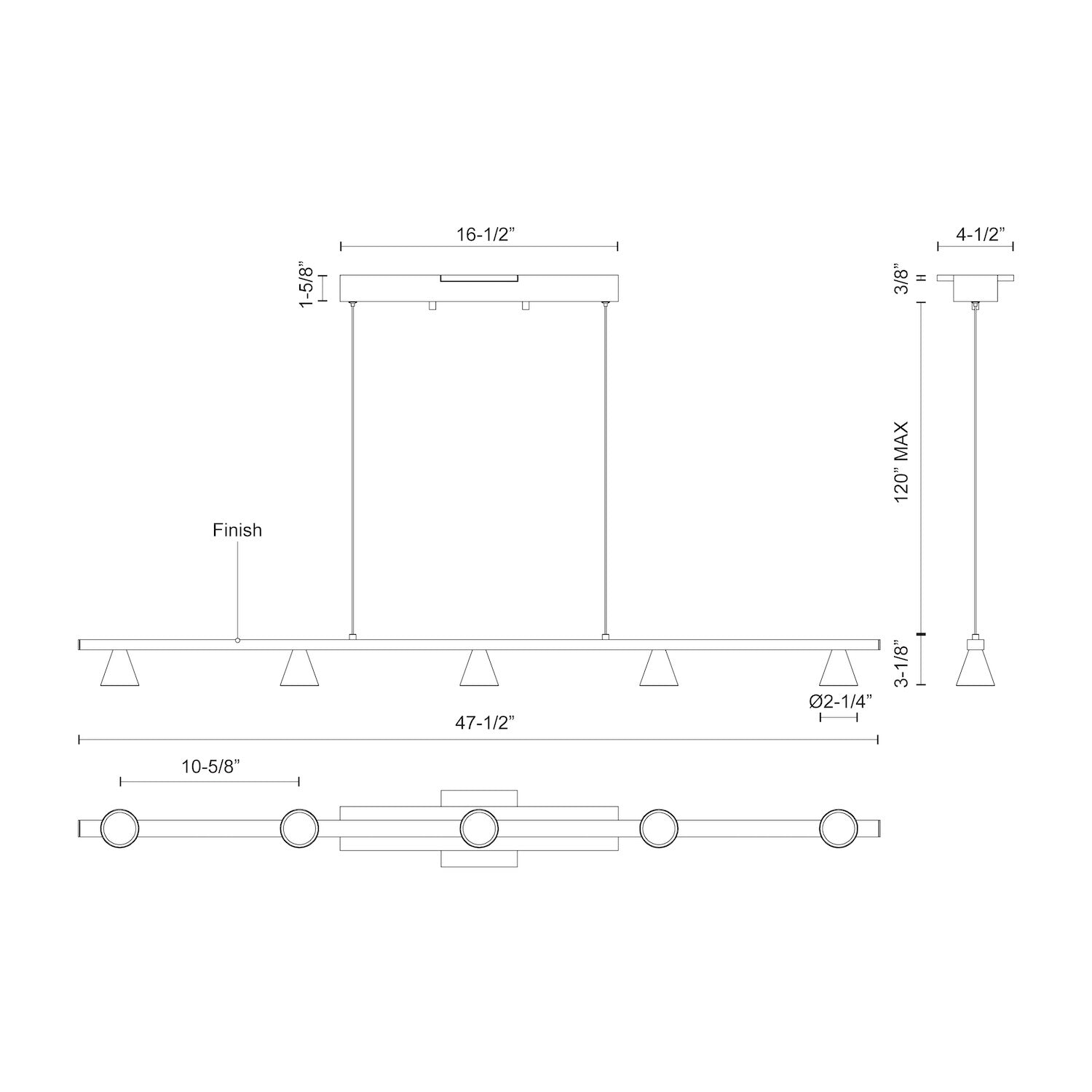 Dune 47-in Brushed Nickel LED Linear Pendant