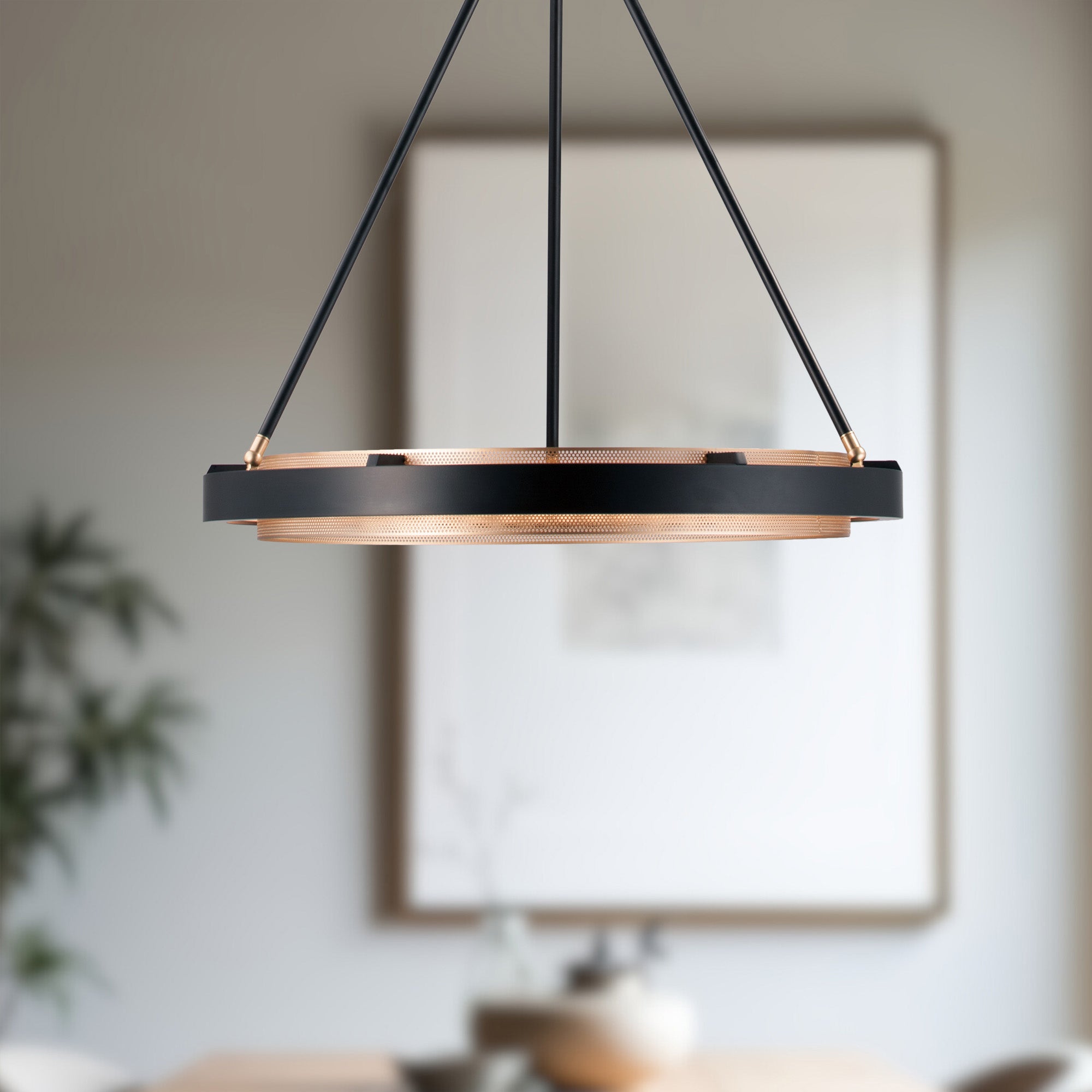 Duo 24-in Classic Black/Gold Shimmer LED Pendant