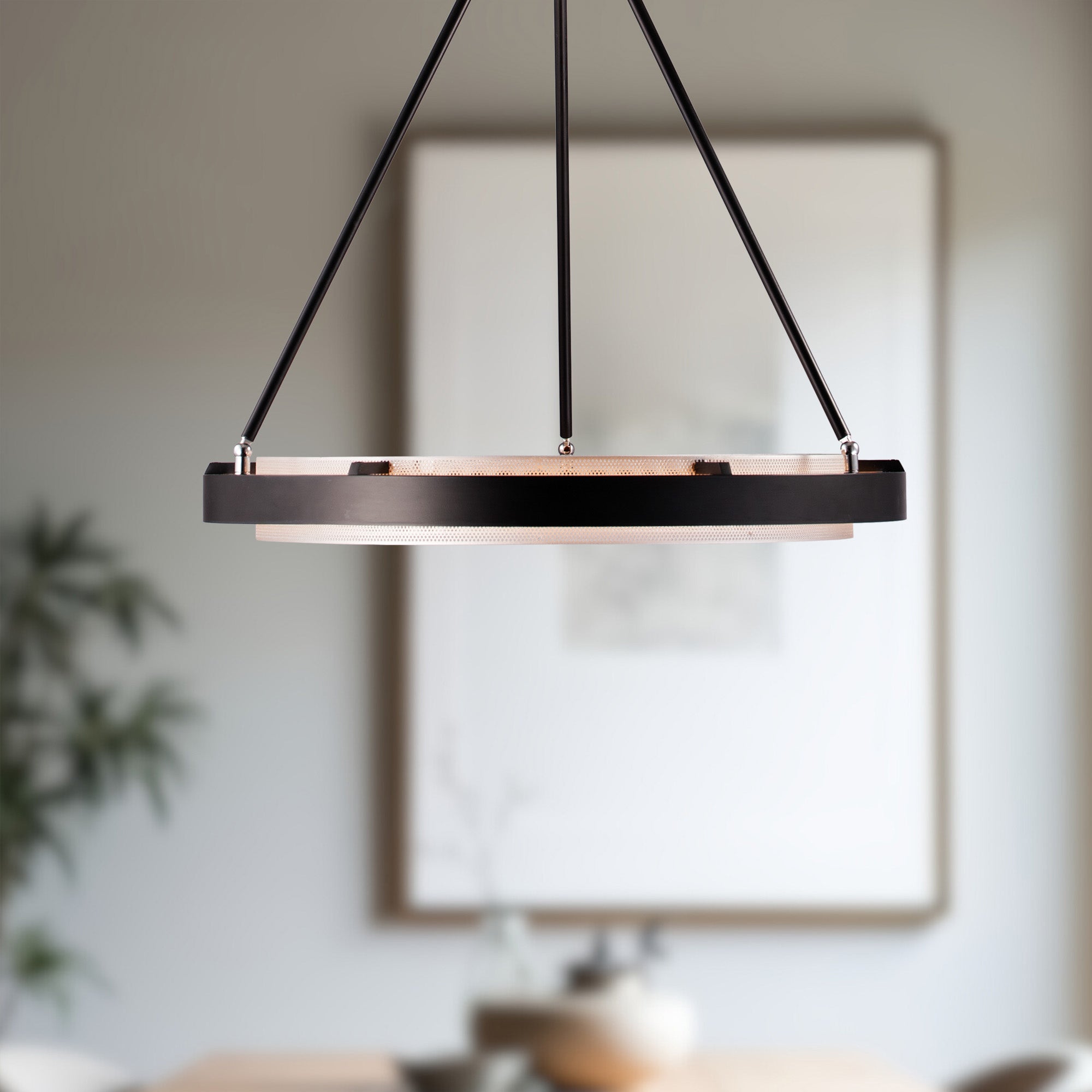 Duo 24-in Classic Black/Silver Shimmer LED Pendant