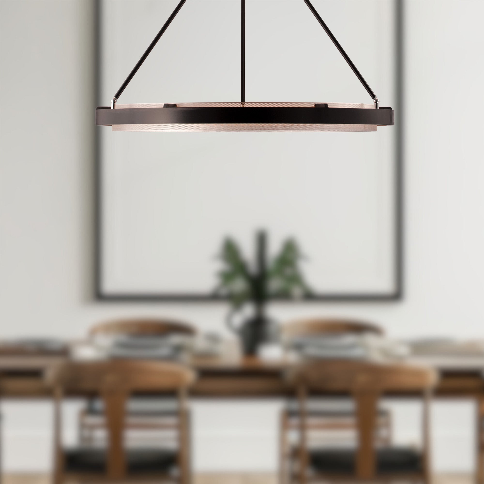 Duo 32-in Classic Black/Gold Shimmer LED Pendant