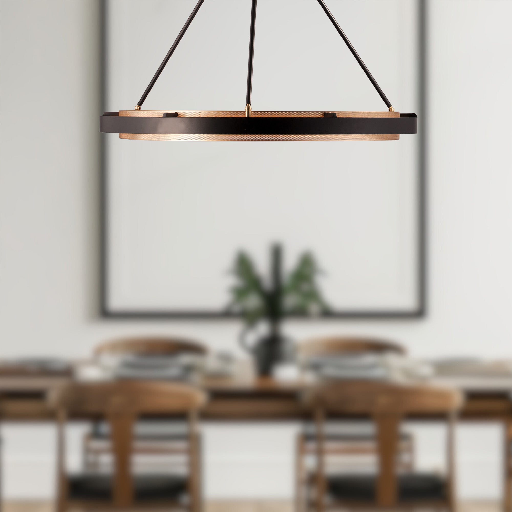 Duo 32-in Classic Black/Silver Shimmer LED Pendant