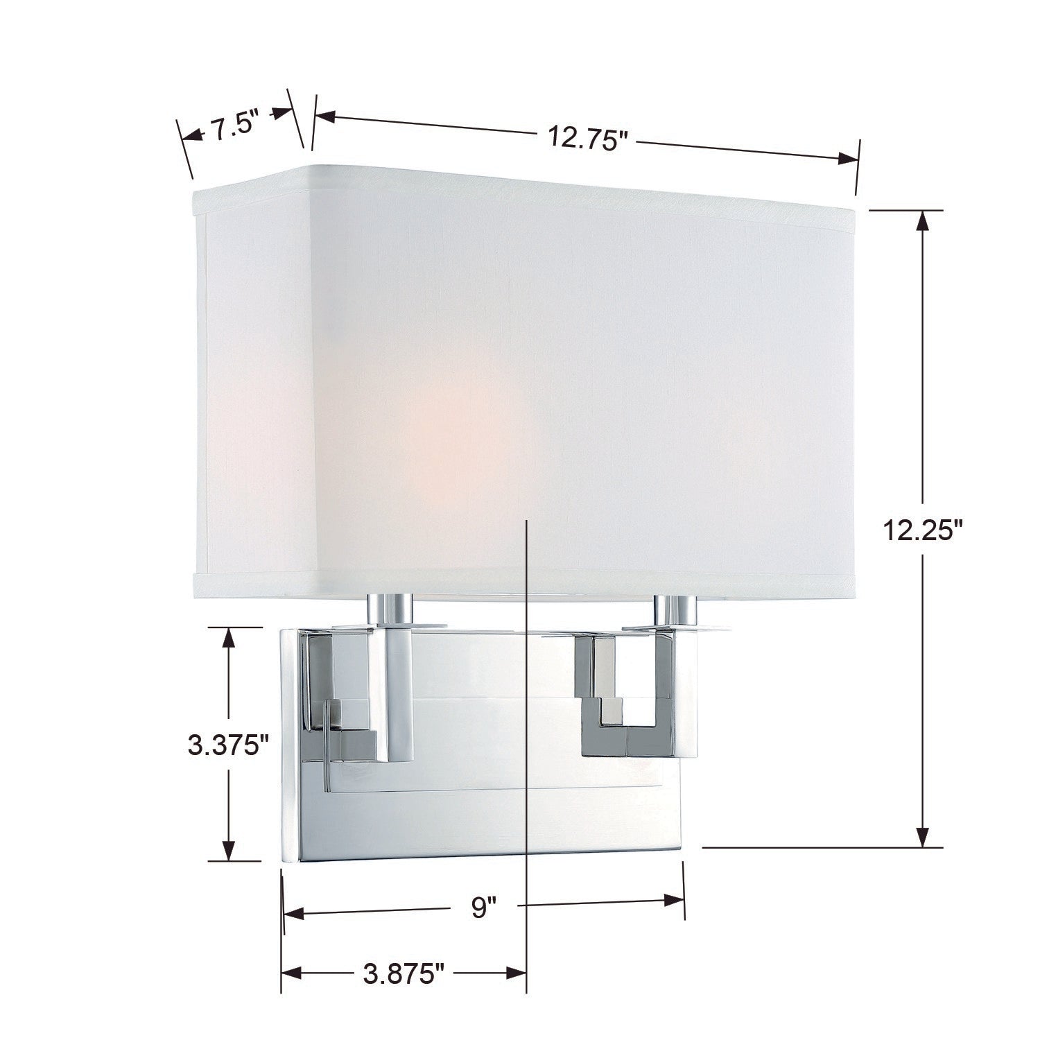 Crystorama Durham DUR-A3542-PN – 12.75 Inch – 2 Light – Sconce – Polished Nickel – Damp Rated