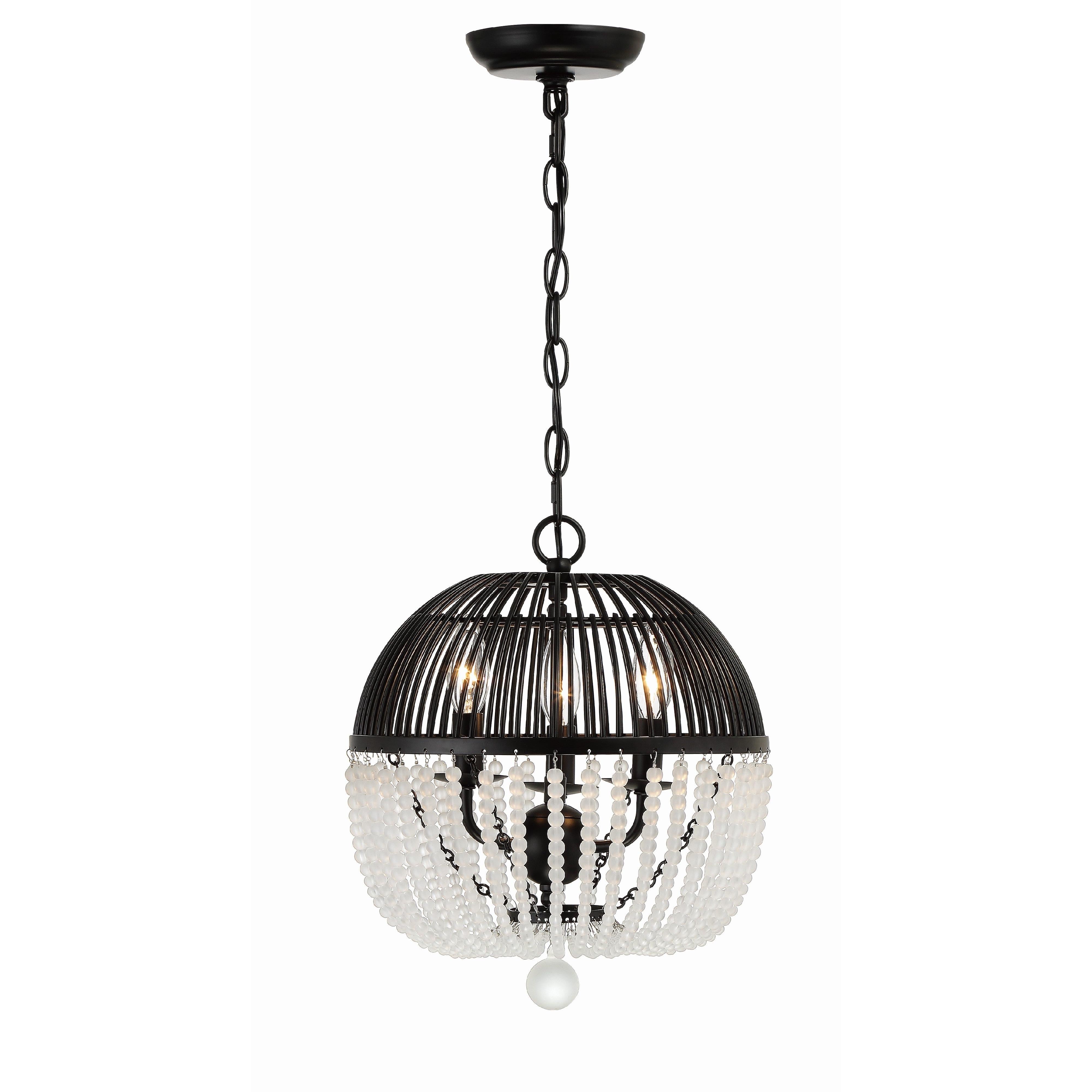 Crystorama Duval DUV-623-MK – 12 Inch – 3 Light – Pendant Light – Matte Black – Damp Rated