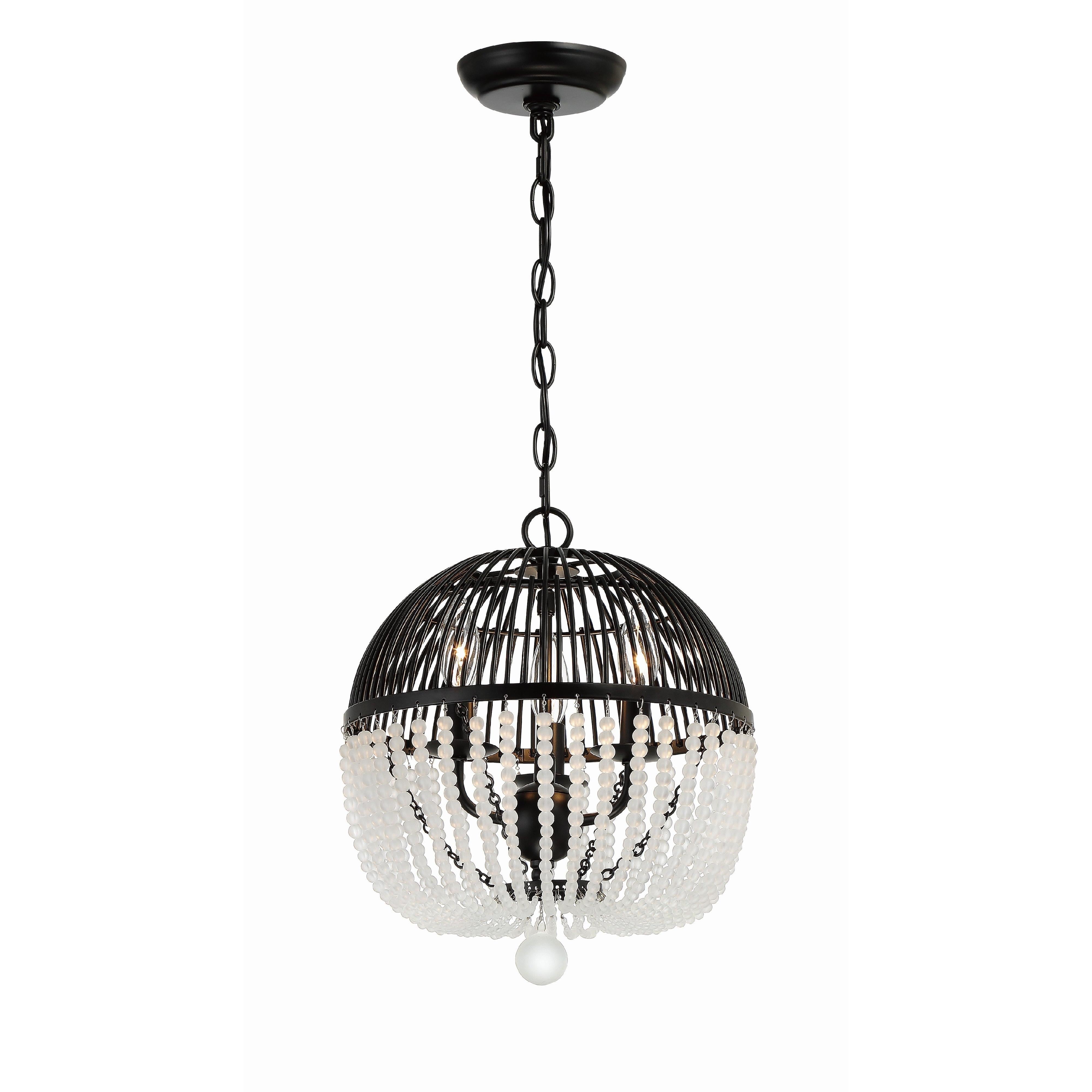 Crystorama Duval DUV-623-MK – 12 Inch – 3 Light – Pendant Light – Matte Black – Damp Rated