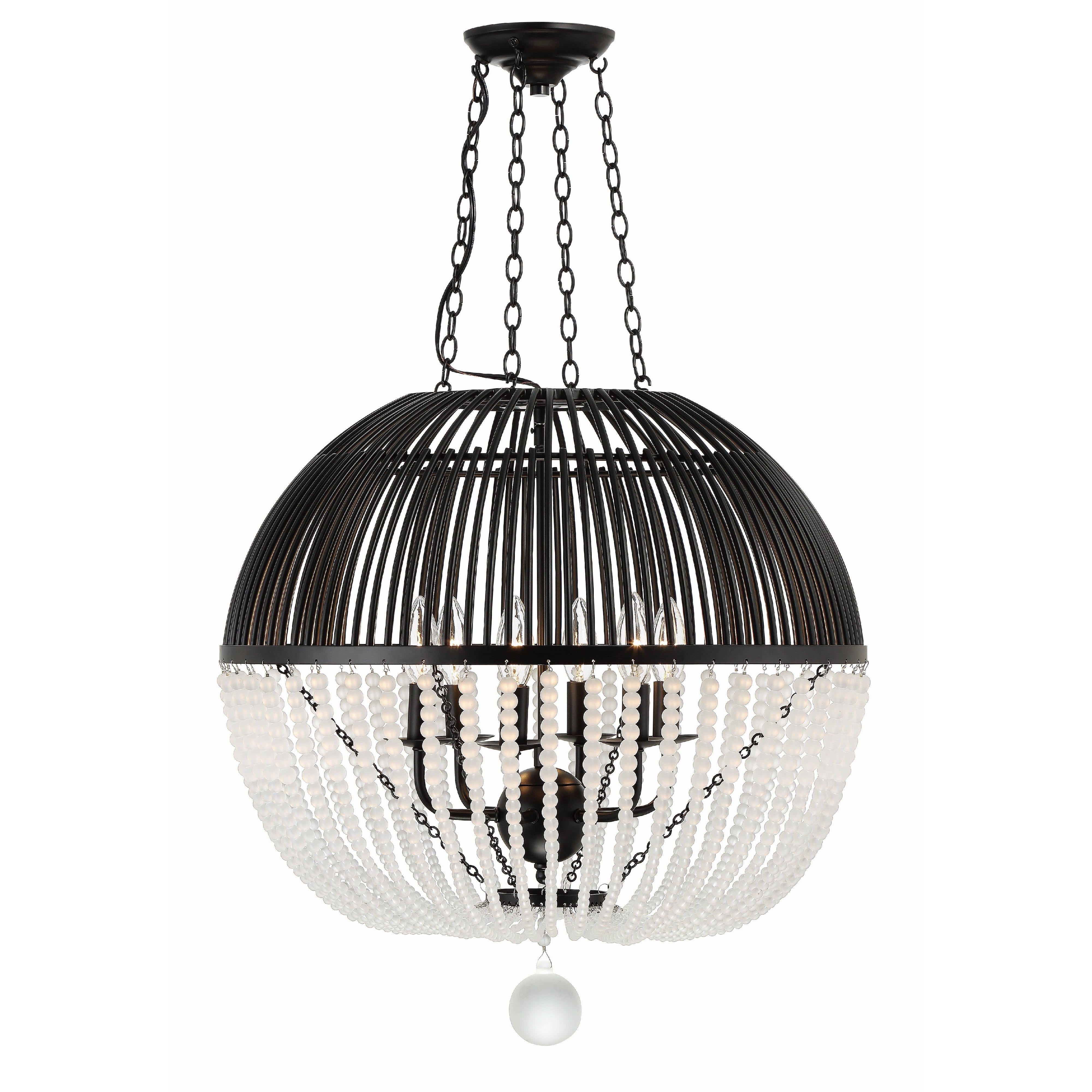 Crystorama Duval DUV-626-MK – 21 Inch – 6 Light – Pendant Light – Matte Black – Damp Rated