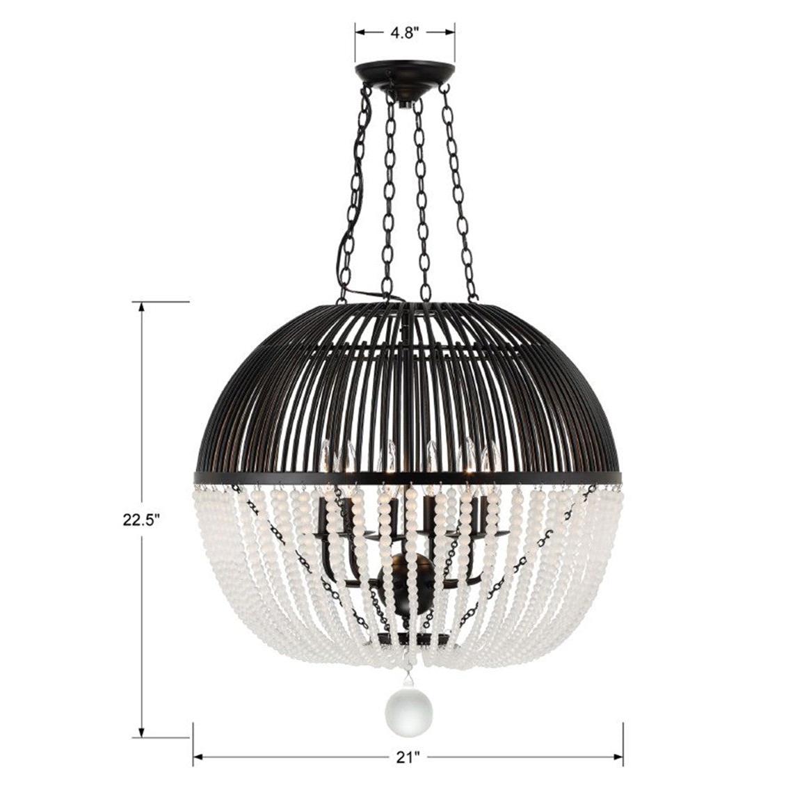 Crystorama Duval DUV-626-MK – 21 Inch – 6 Light – Pendant Light – Matte Black – Damp Rated