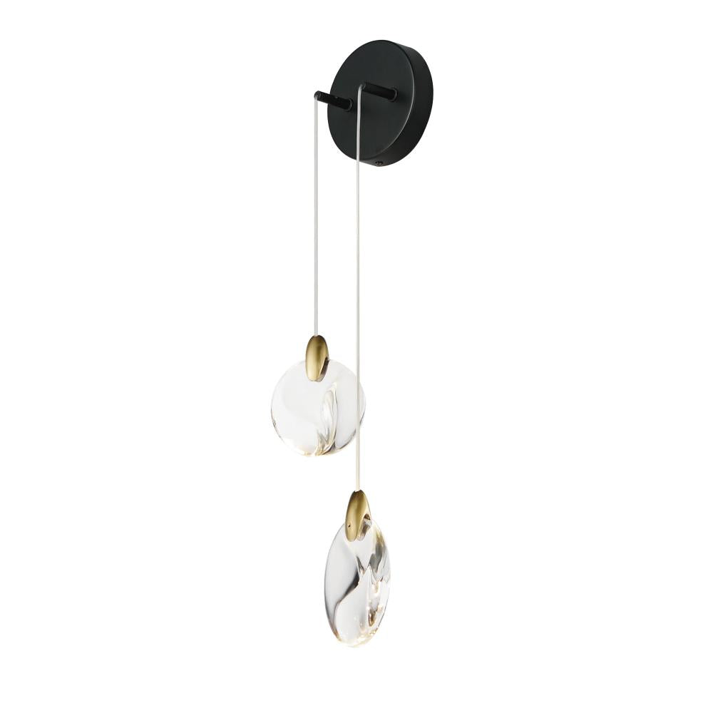 ET2 Lighting E11072-122BKPG Pebble 2-Light Wall Sconce