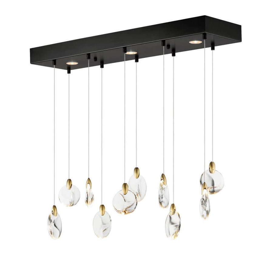 Pebble 9.5 Inch Linear Pendant – Black / Polished Gold – E11076-122BKPG