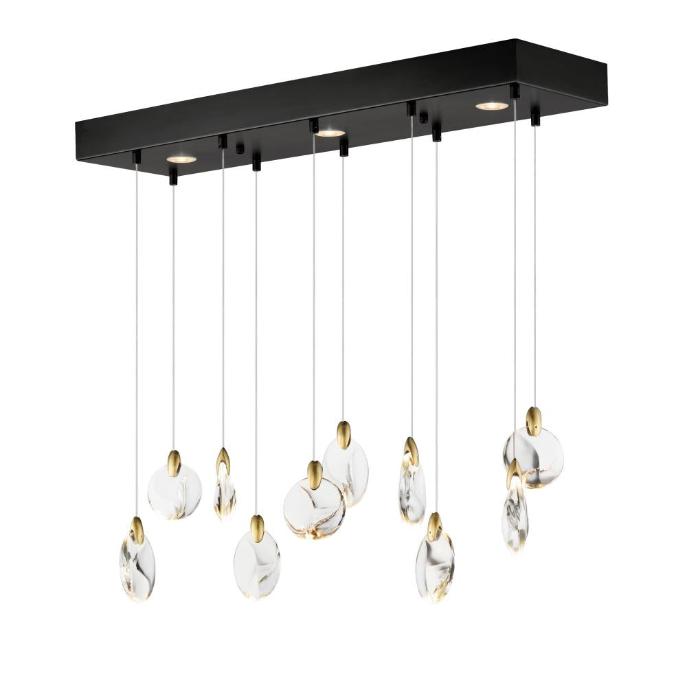 Pebble 9.5 Inch Linear Pendant – Black / Polished Gold – E11076-122BKPG