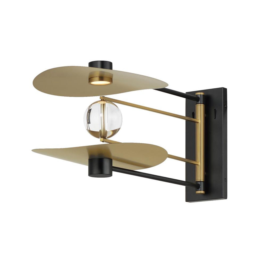 11.75 Inch Wall Sconce – Black / Natural Aged Brass