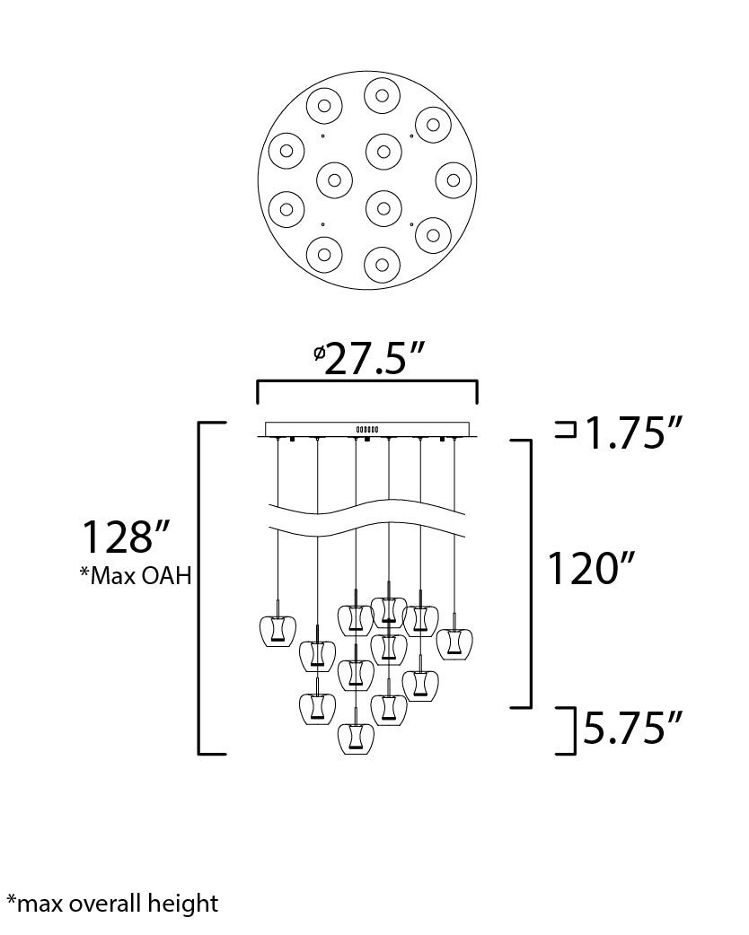 27.5 Inch Pendant – Black / Gold