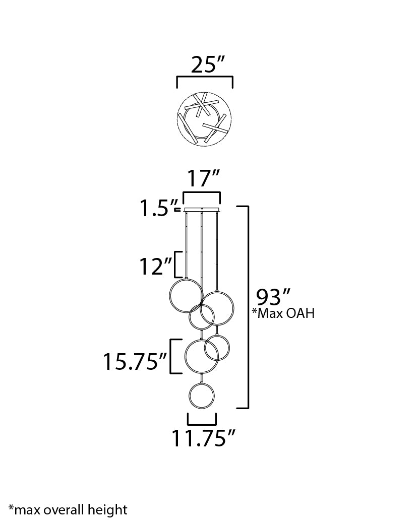 Hoopla 25 Inch Single Pendant – Black / Gold – E24325-BKGLD