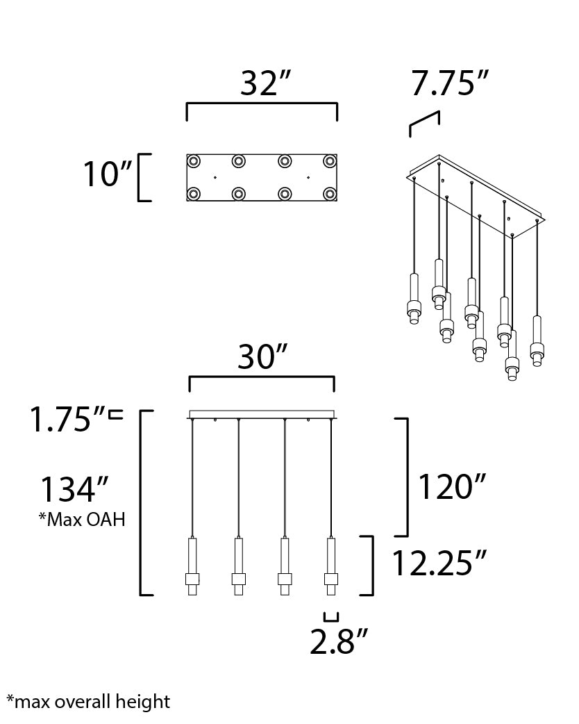Reveal 9.75 Inch Linear Pendant – Black / Gold – E24758-BKGLD